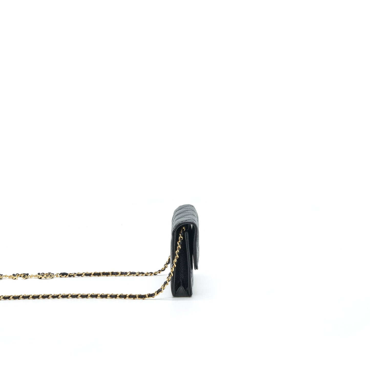 Chanel 21A Flap Card Holder With Chain Black