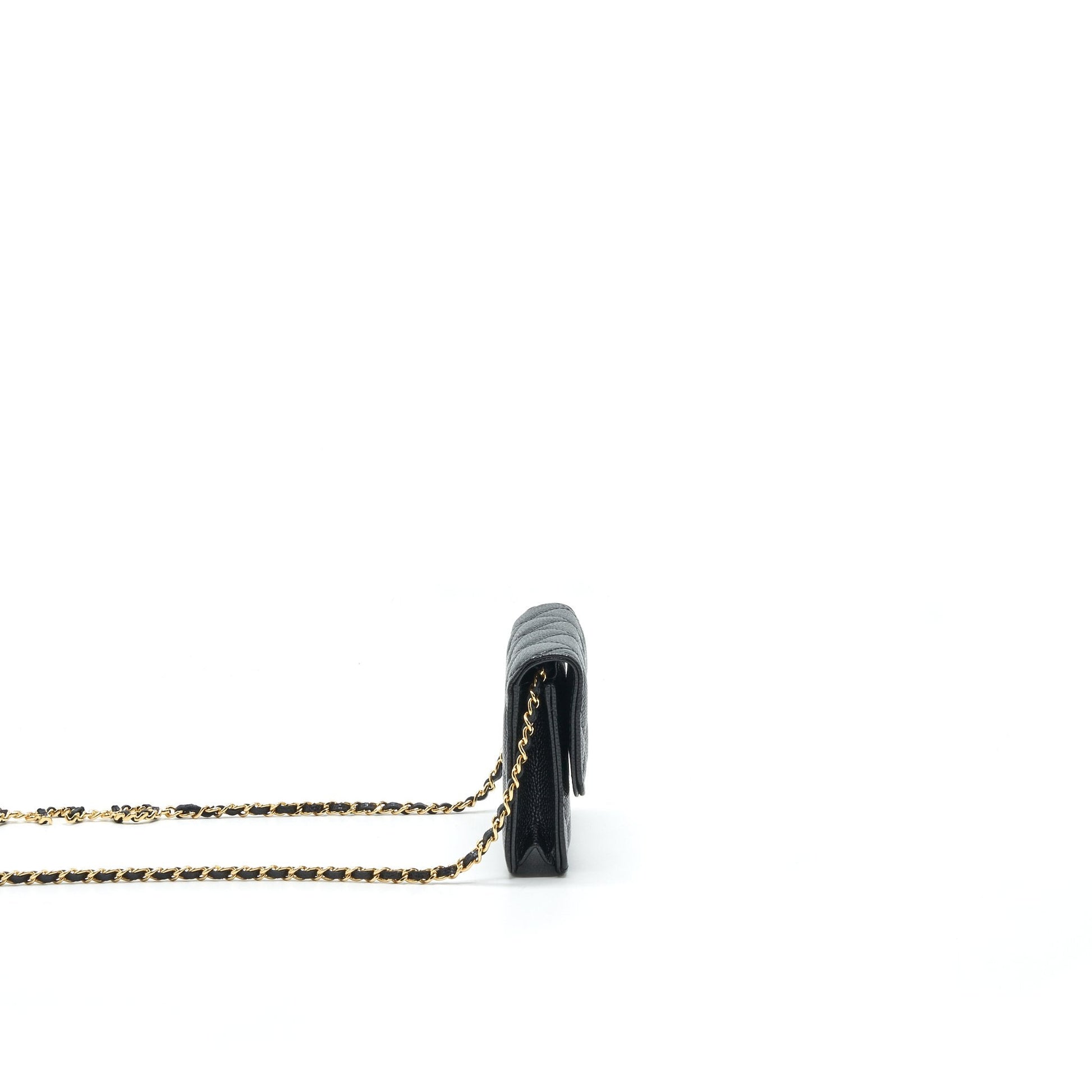 Chanel 21A Flap Card Holder With Chain Black