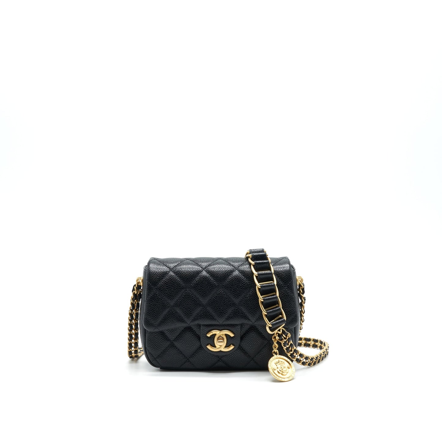 Chanel 21A Mini Square Flap Bag Caviar Black