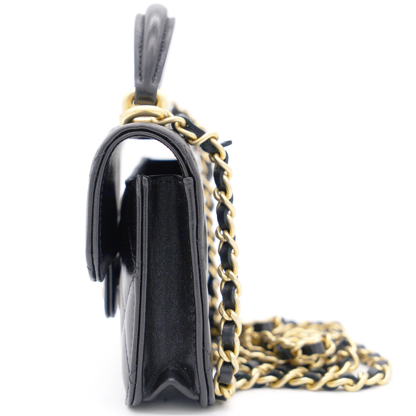 Chanel Black Quilted Leather Nano Top Handle Square Classic Flap Bag