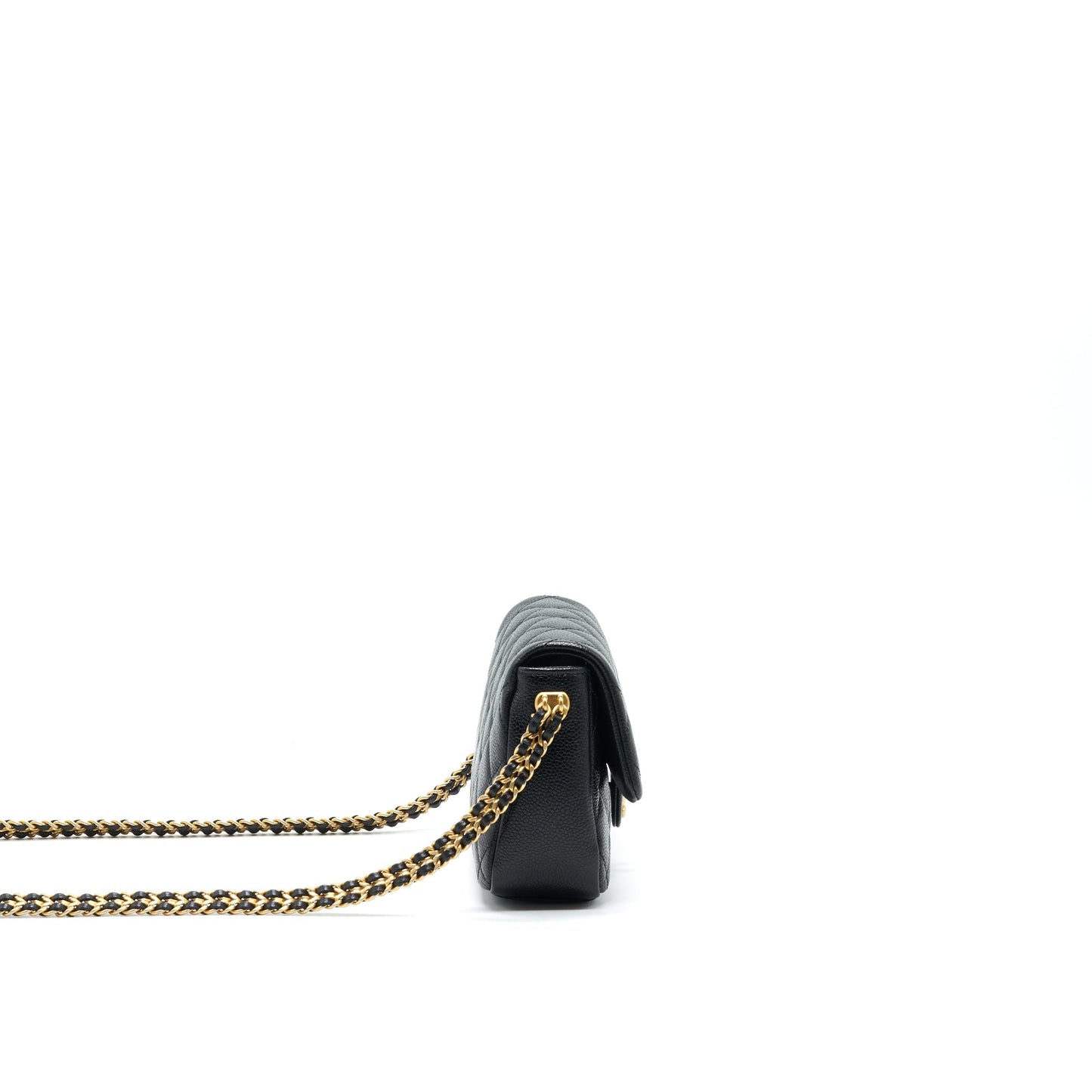 Chanel 21A Mini Square Flap Bag Caviar Black