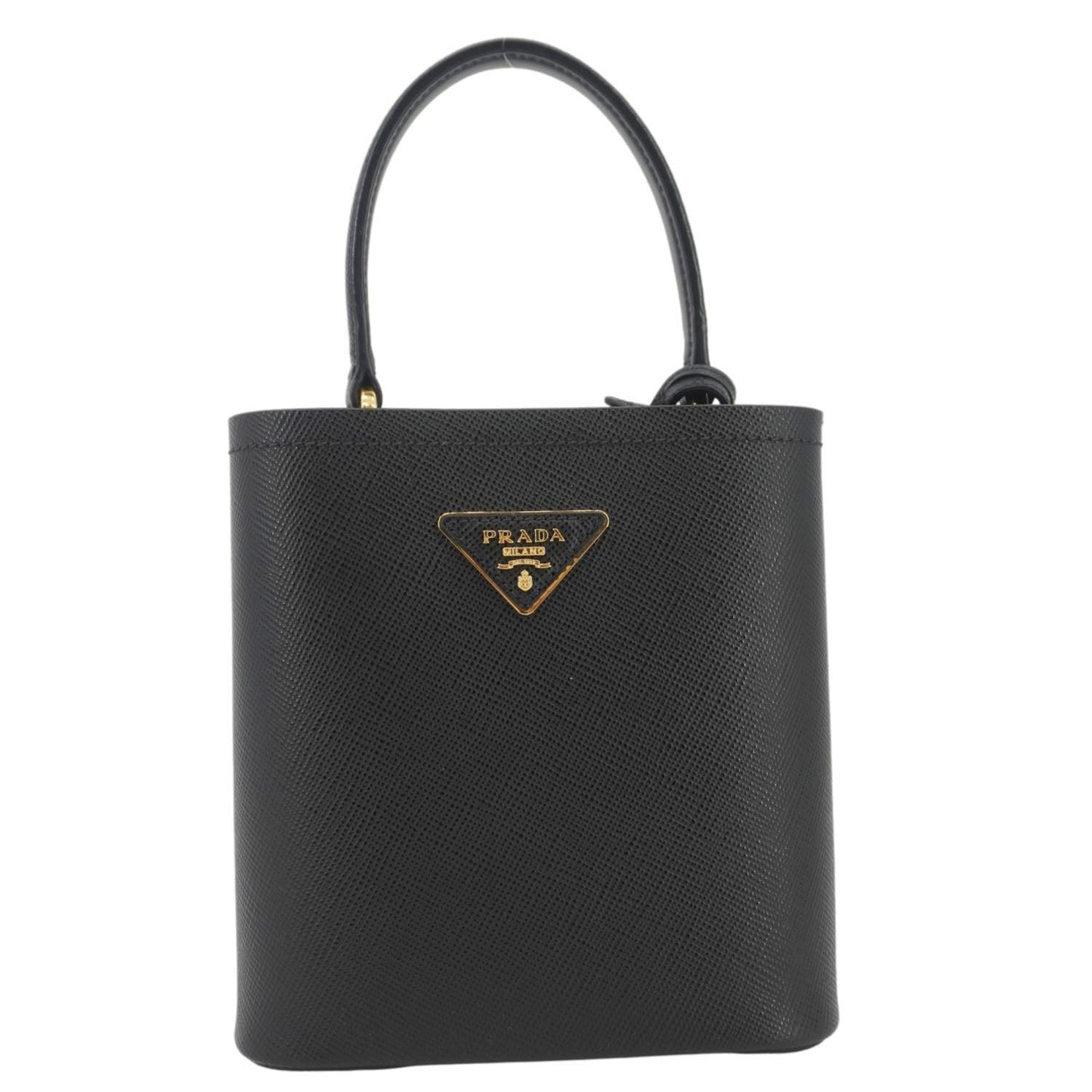 PRADA Pannier Saffiano Leather Bucket Bag Black
