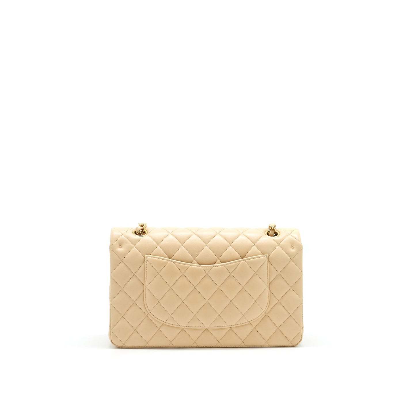 CHANEL MEDIUM CLASSIC DOUBLE FLAP LAMBSKIN BEIGE WITH