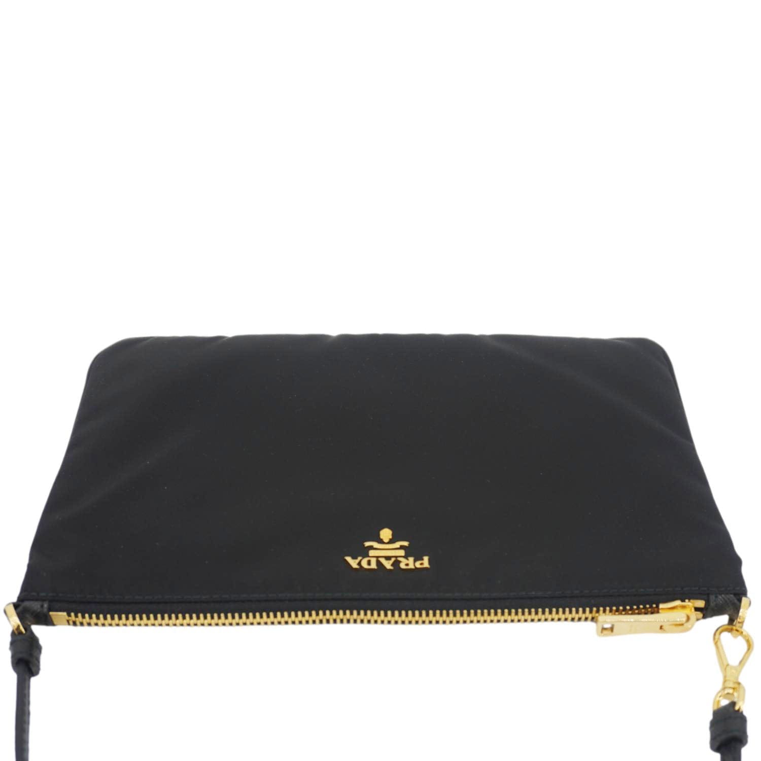 PRADA Tessuto Nylon Pochette Hobo Bag Black