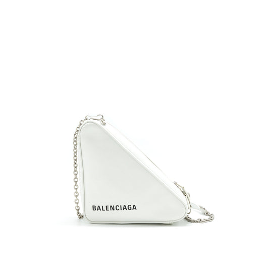 Balenciaga Triangle Mini Chain crossbody Purse White