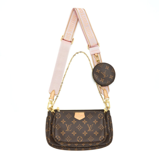 Louis Vuitton Multi Pochette Accessories Pink Strap Monogram Canvas GHW