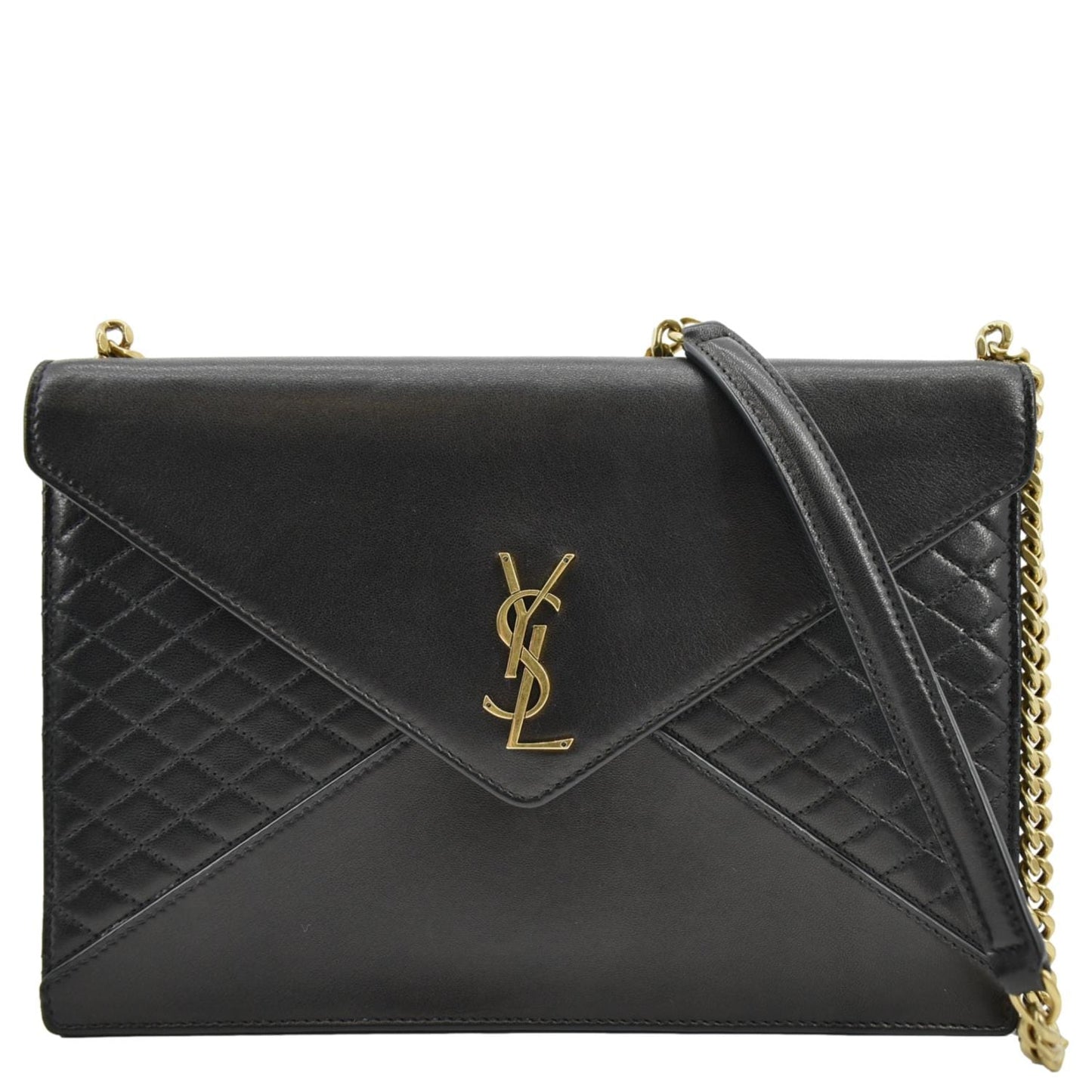 SAINT LAURENT Gaby Quilted Lambskin Leather Shoulder Bag Black