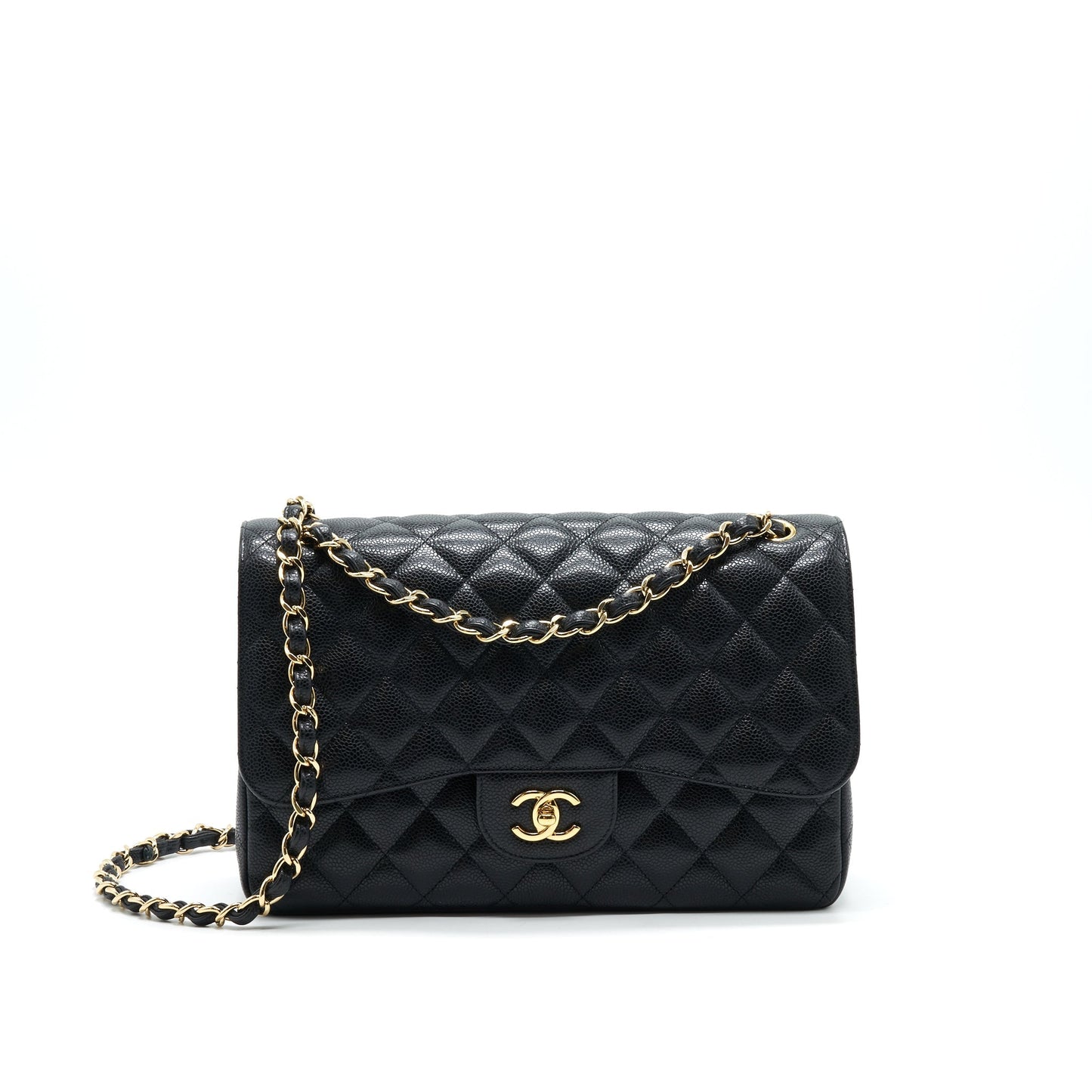 CHANEL JUMBO CLASSIC DOUBLE FLAP IN CAVIAR BLACK