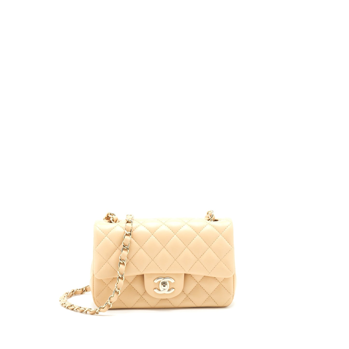 Chanel 22C Mini Rectangular Flap Bag Lambskin Beige L