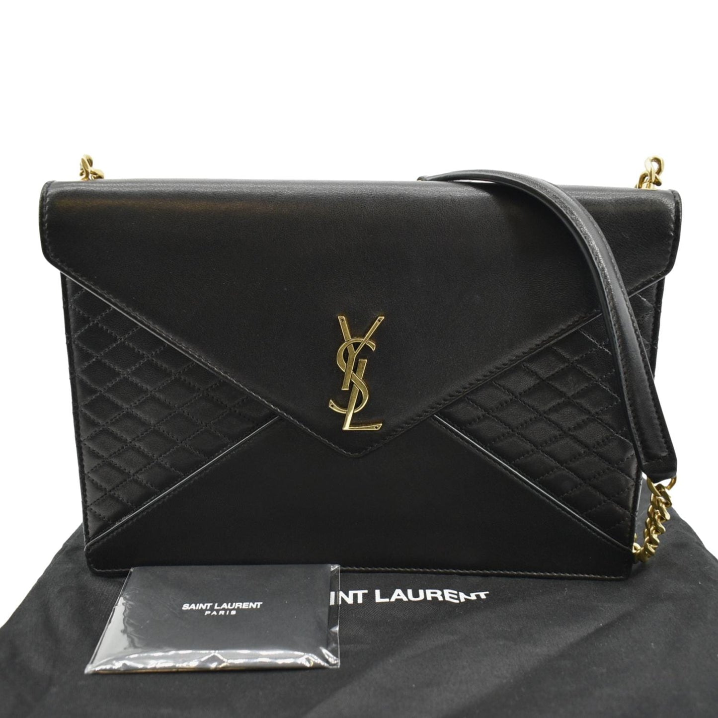 SAINT LAURENT Gaby Quilted Lambskin Leather Shoulder Bag Black