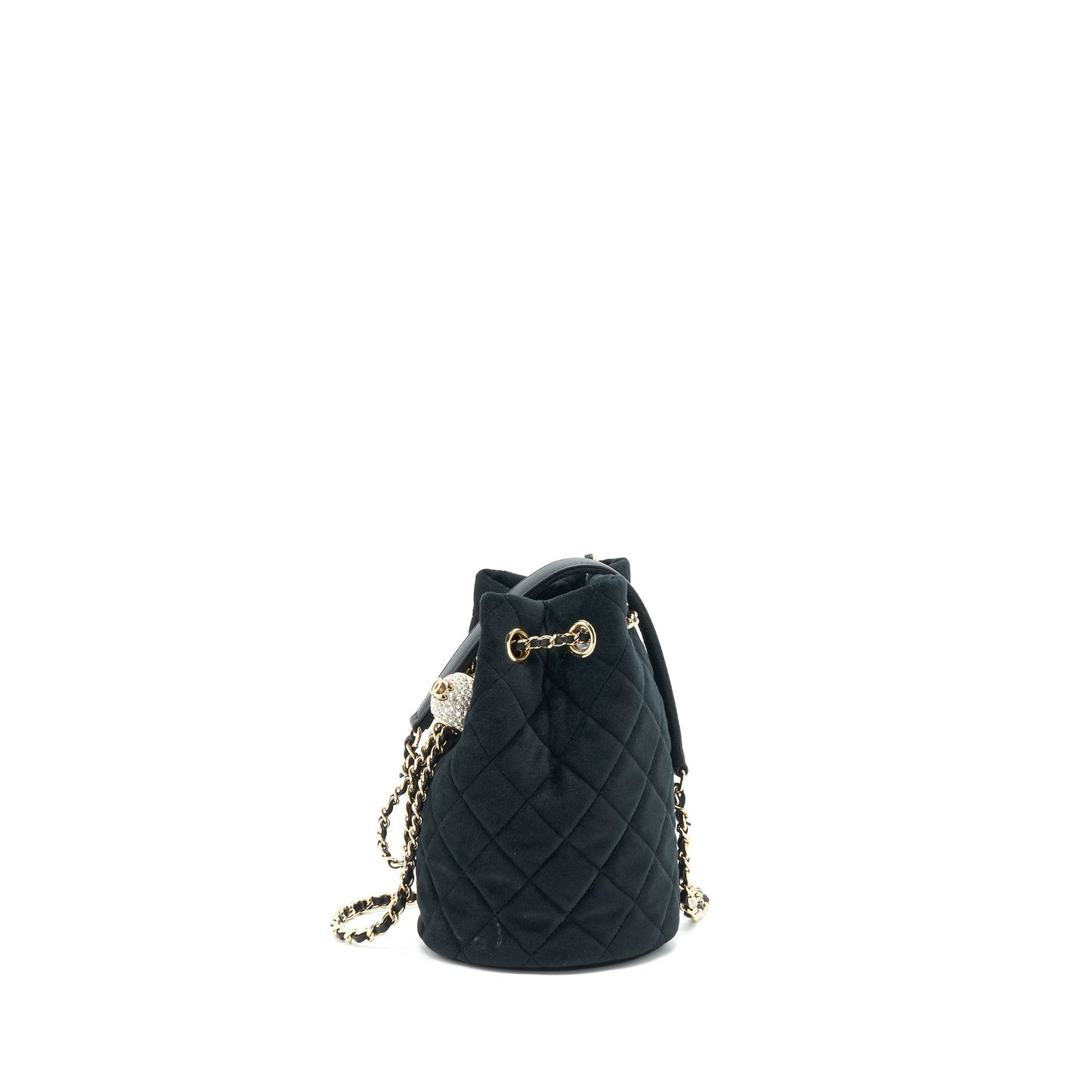 Chanel Pearl Crush On Chain Mini Bucket Velvet Black L