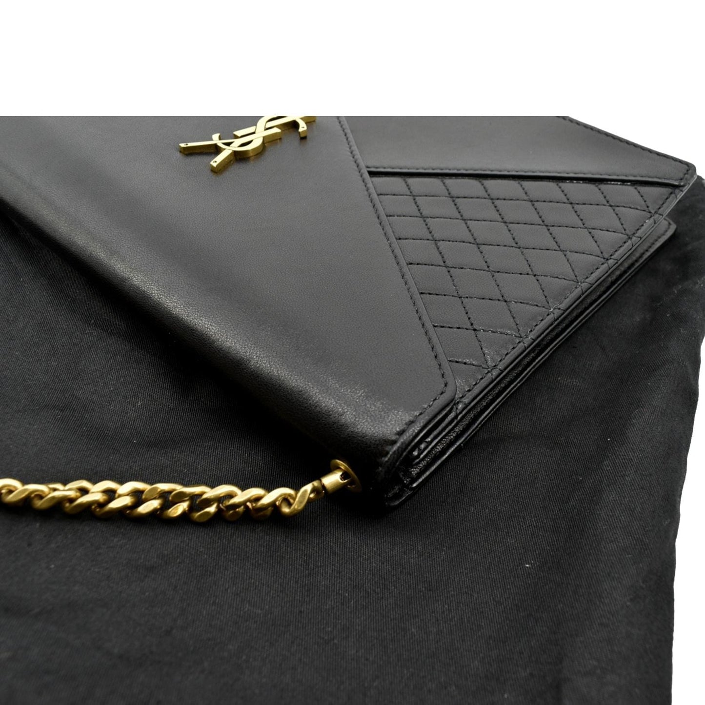 SAINT LAURENT Gaby Quilted Lambskin Leather Shoulder Bag Black