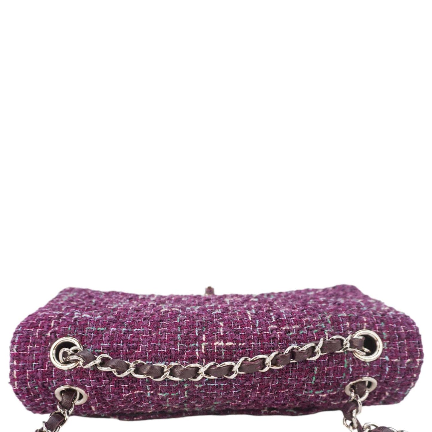 Chanel Classic Double Flap Tweed Medium Shoulder Bag Purple