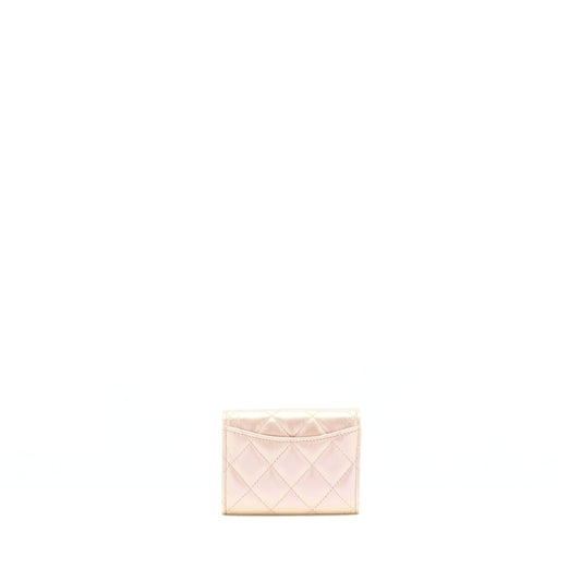 Chanel Iridescent Card Holder Calfskin Pink