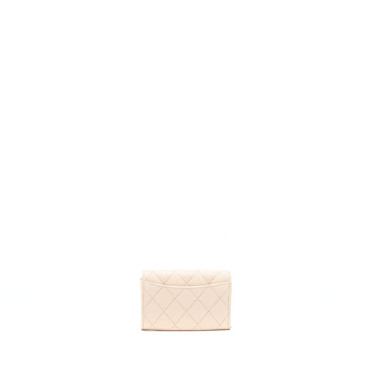 Chanel 22C Flap Cardholder Caviar Light Beige L