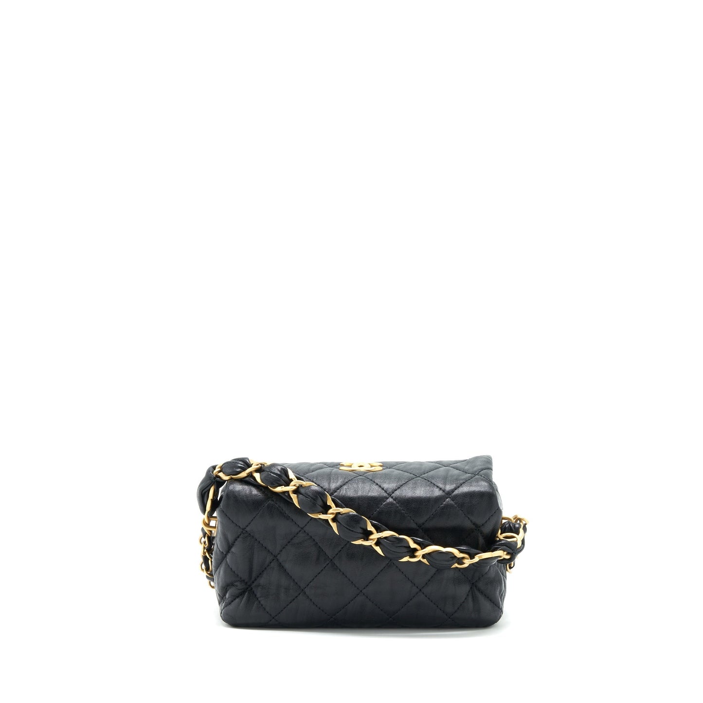 Chanel Small CC Wrapped Strap Bag Lambskin Black In Crumpled