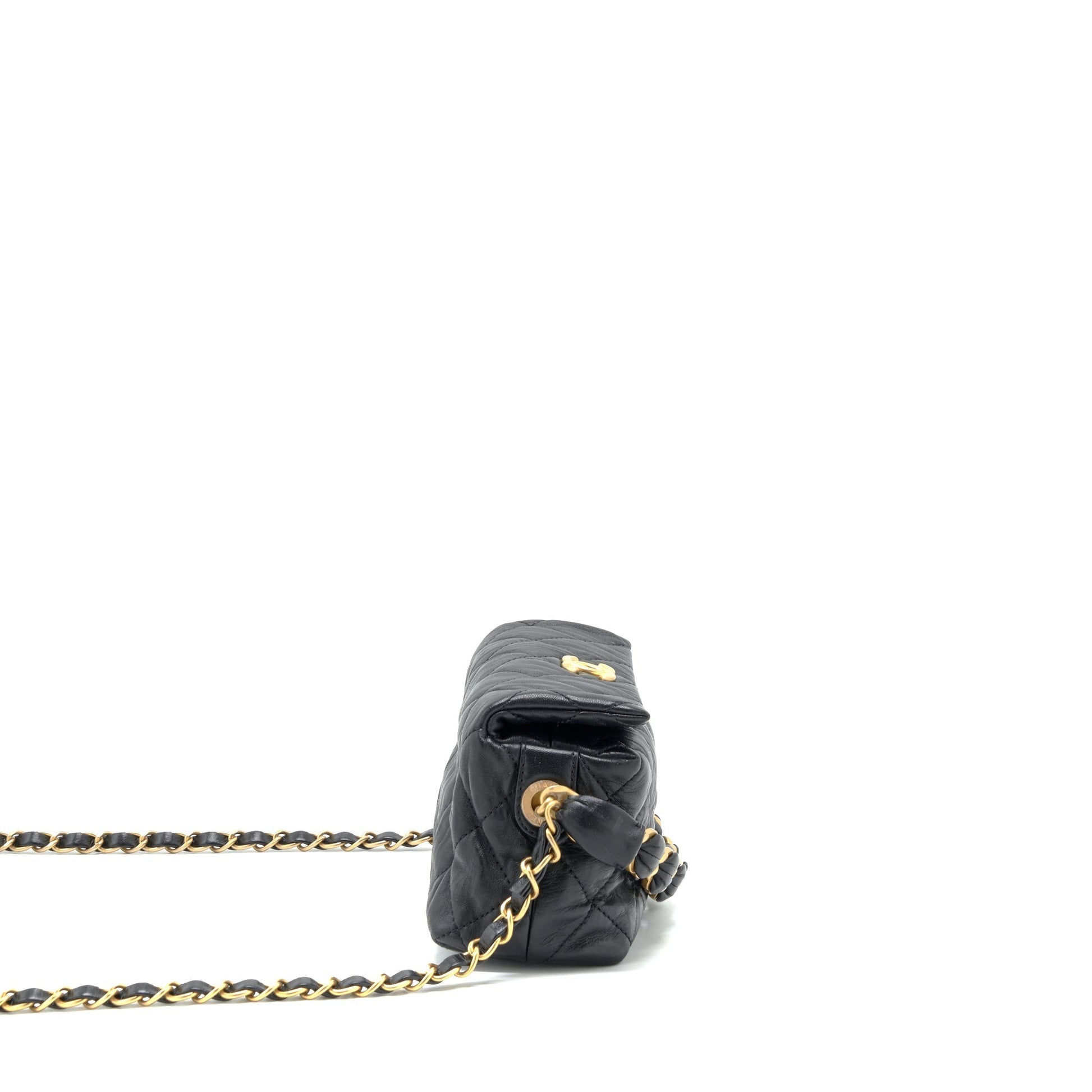 Chanel Small CC Wrapped Strap Bag Lambskin Black In Crumpled