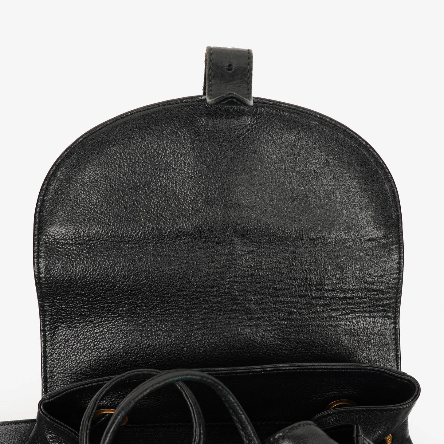 Gucci Vintage Black Leather Bamboo Backpack