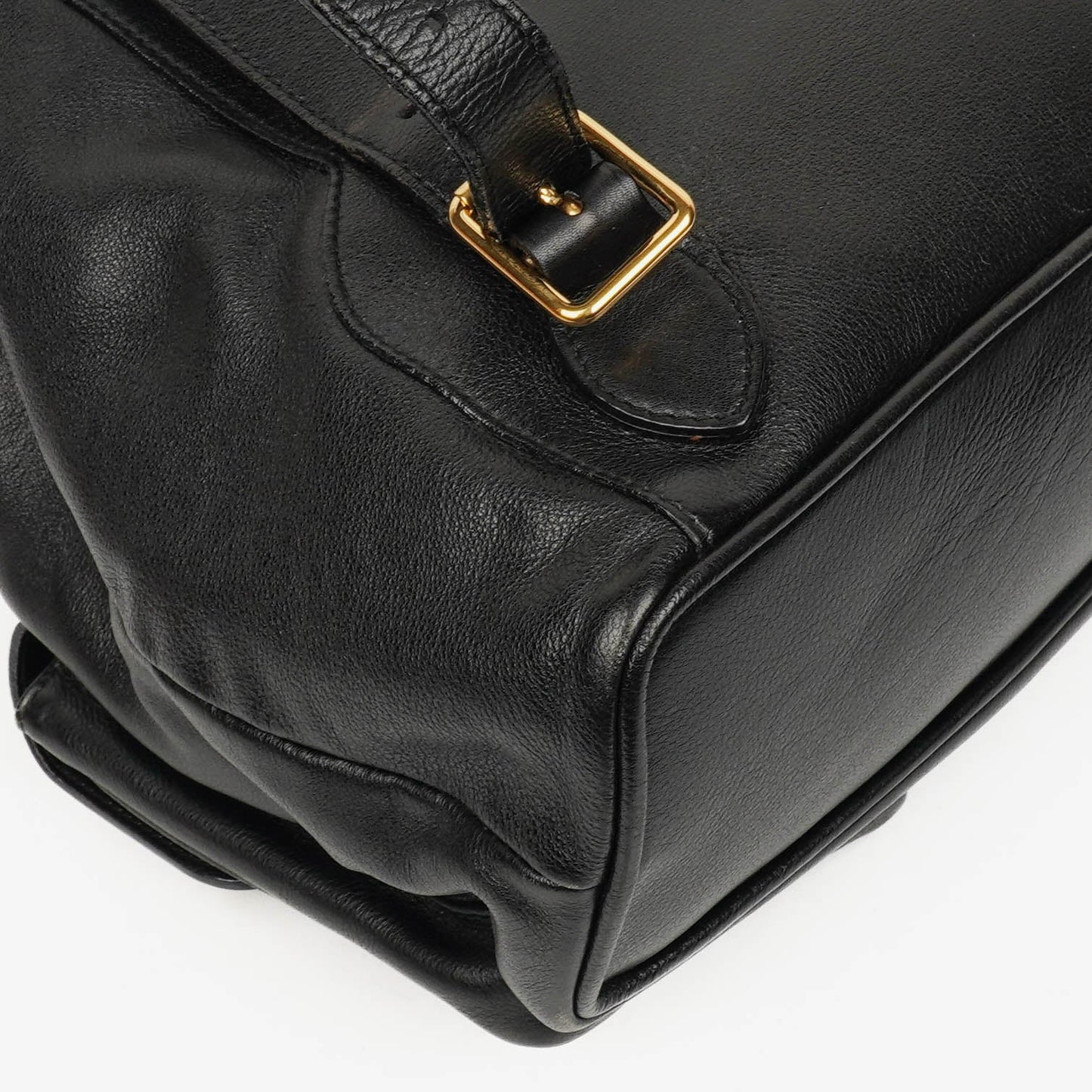 Gucci Vintage Black Leather Bamboo Backpack