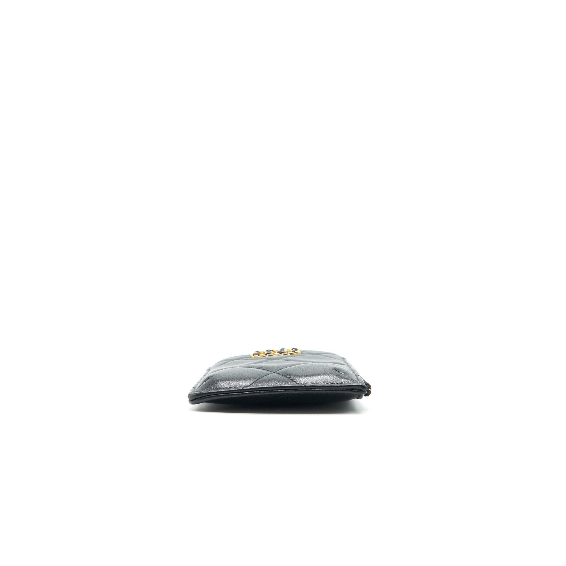 CHANEL 19 Phone and Card Holder Lambskin Quilted Black