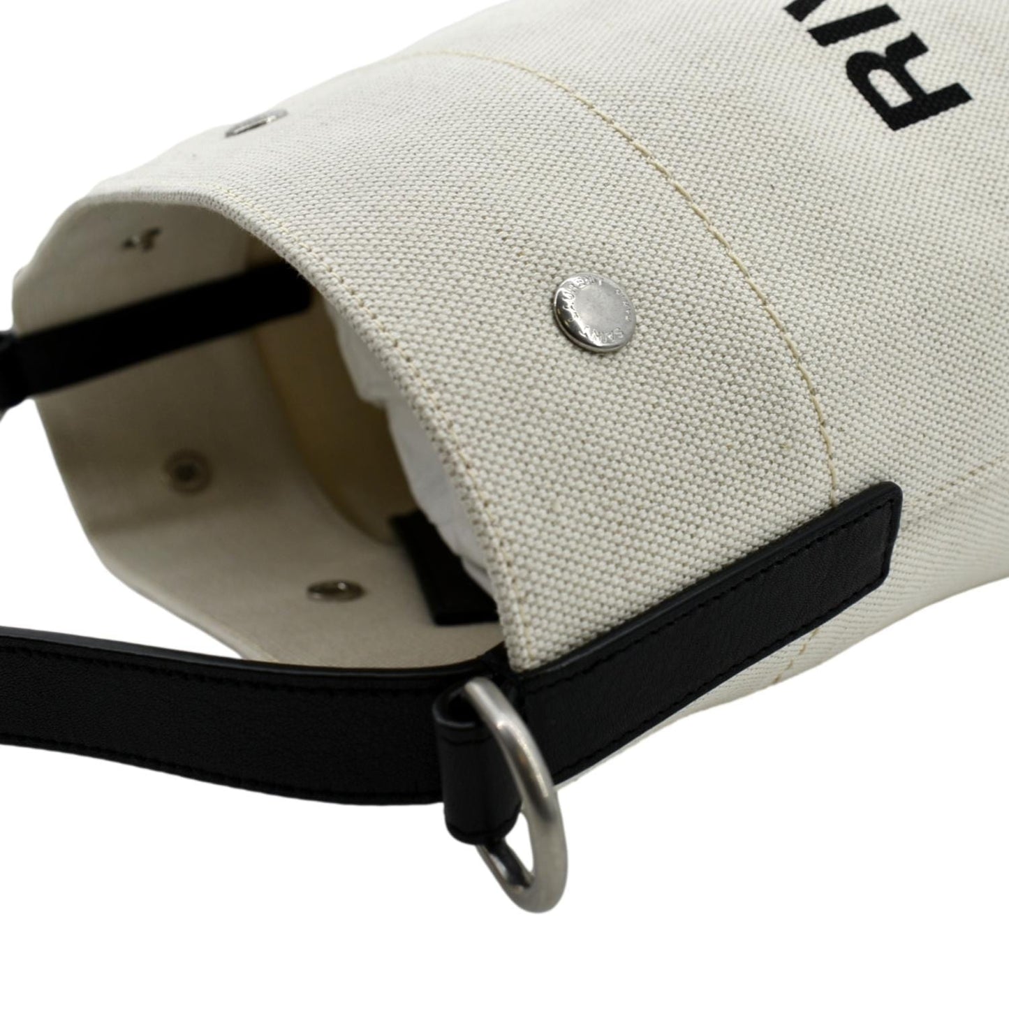 SAINT LAURENT Rive Gauche Linen Bucket Bag White