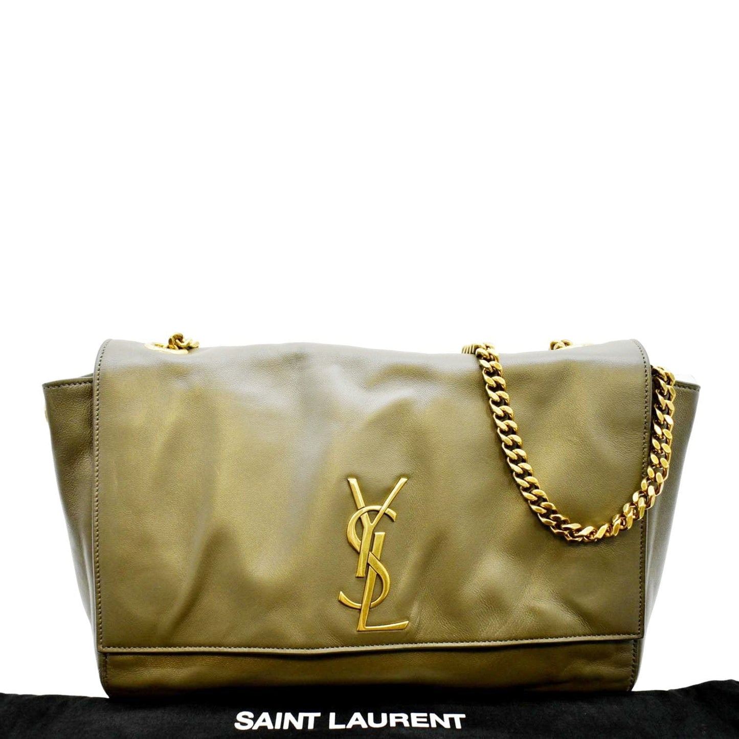 SAINT LAURENT Kate Reversible Leather Crossbody Bag Green