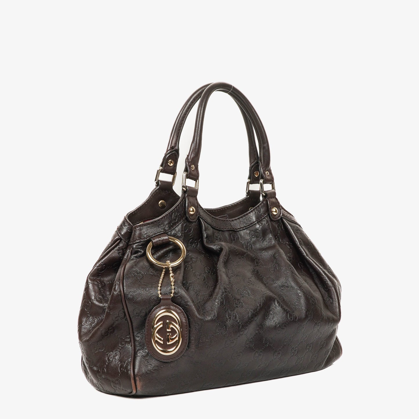 Gucci Guccissima Dark Brown Leather Sukey Hobo Bag