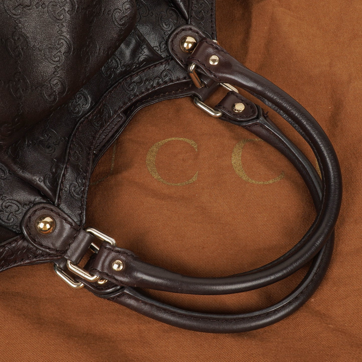 Gucci Guccissima Dark Brown Leather Sukey Hobo Bag