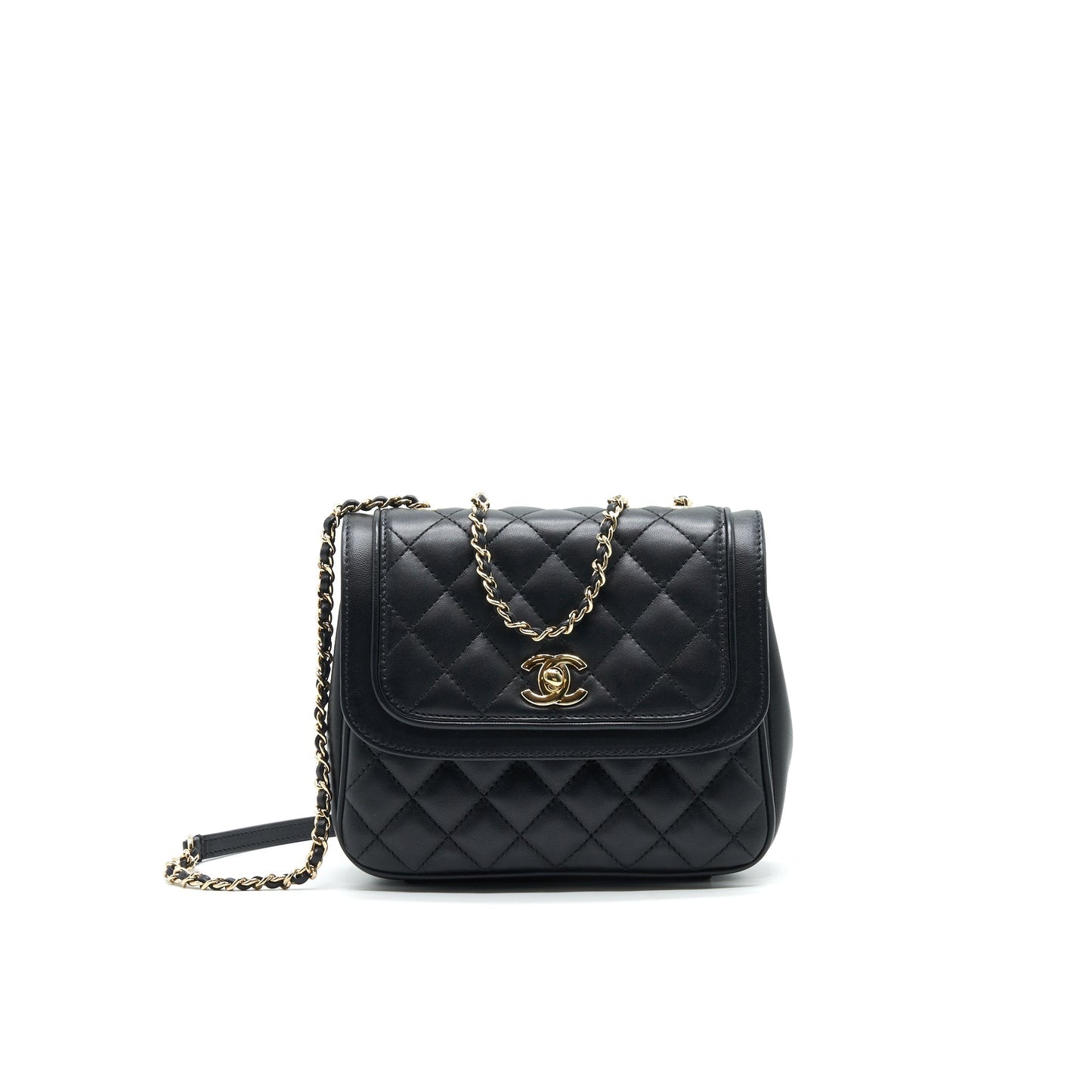 Chanel Square Flap Bag Lambskin In Black