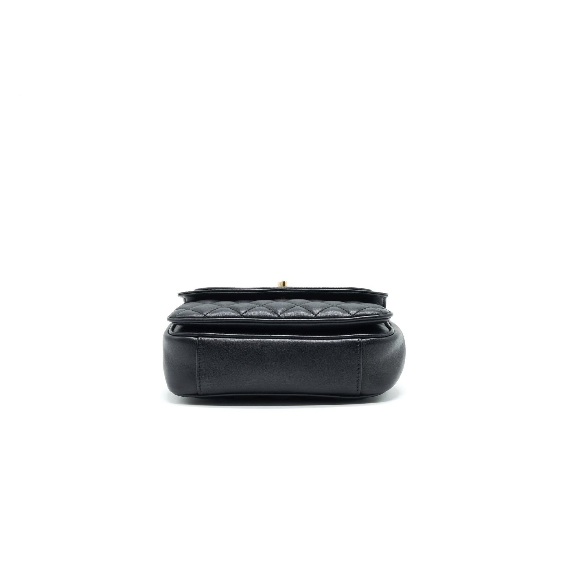 Chanel Square Flap Bag Lambskin In Black