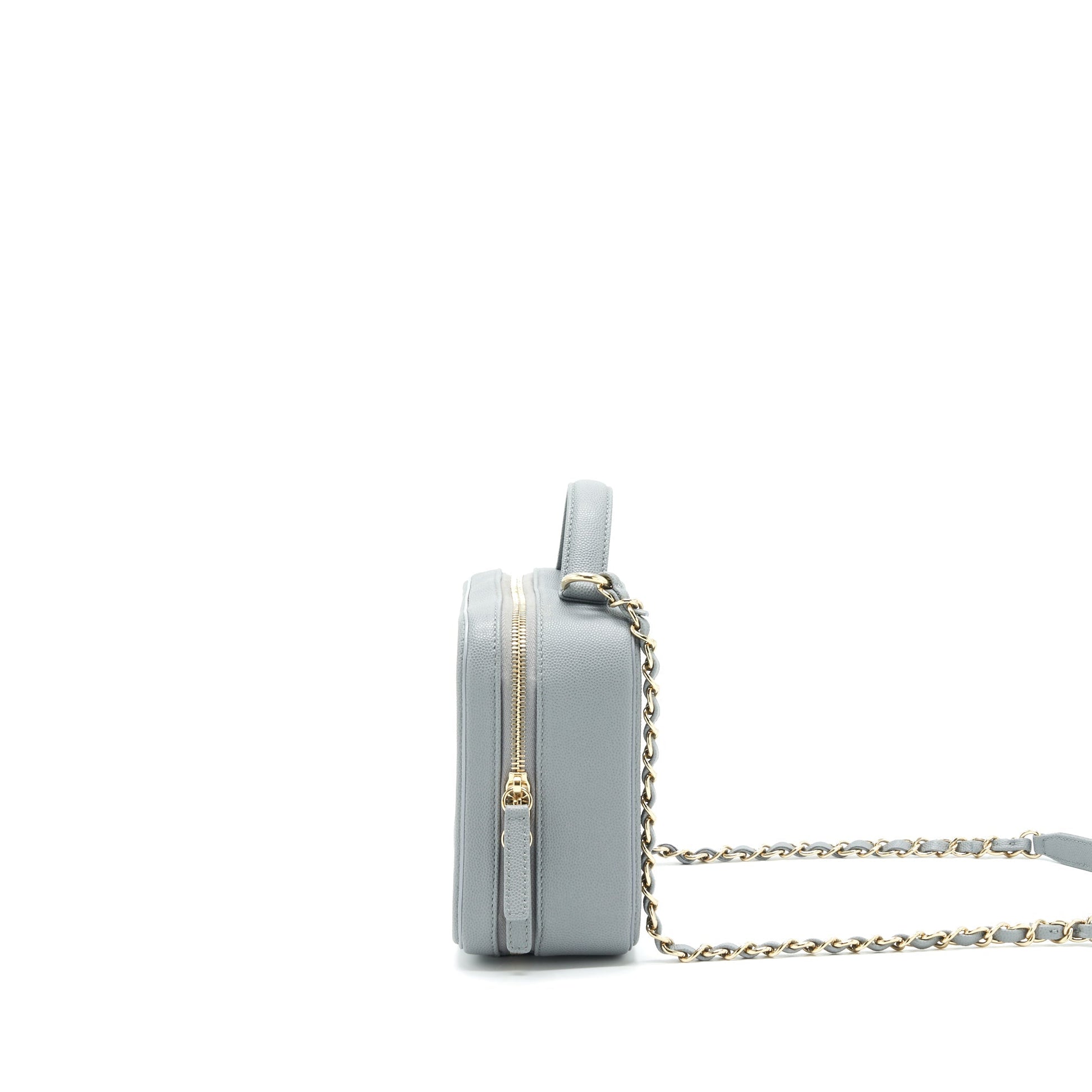 Chanel CC filigree Vanity Case Grey L