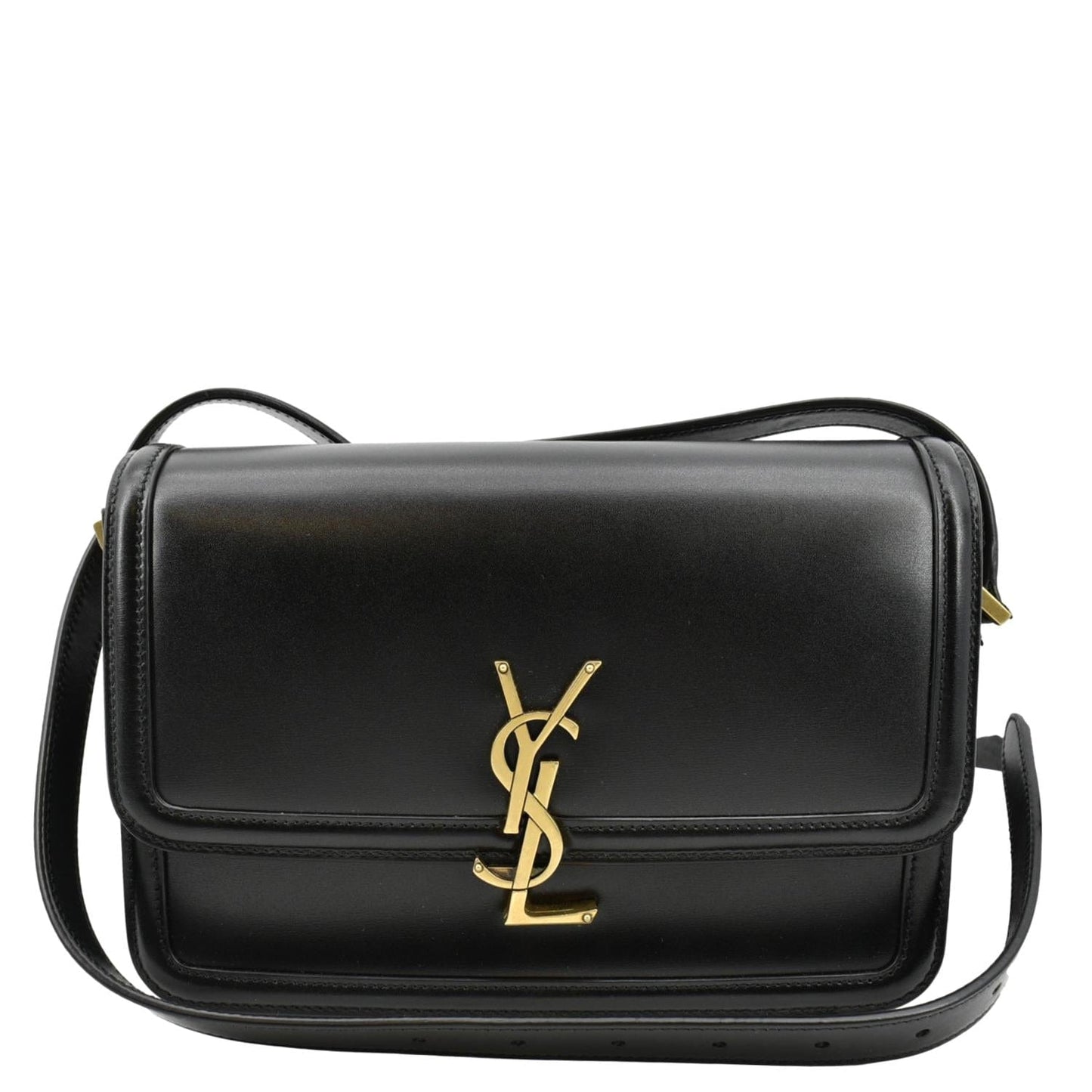 SAINT LAURENT Solferino Medium Leather Shoulder Bag Black