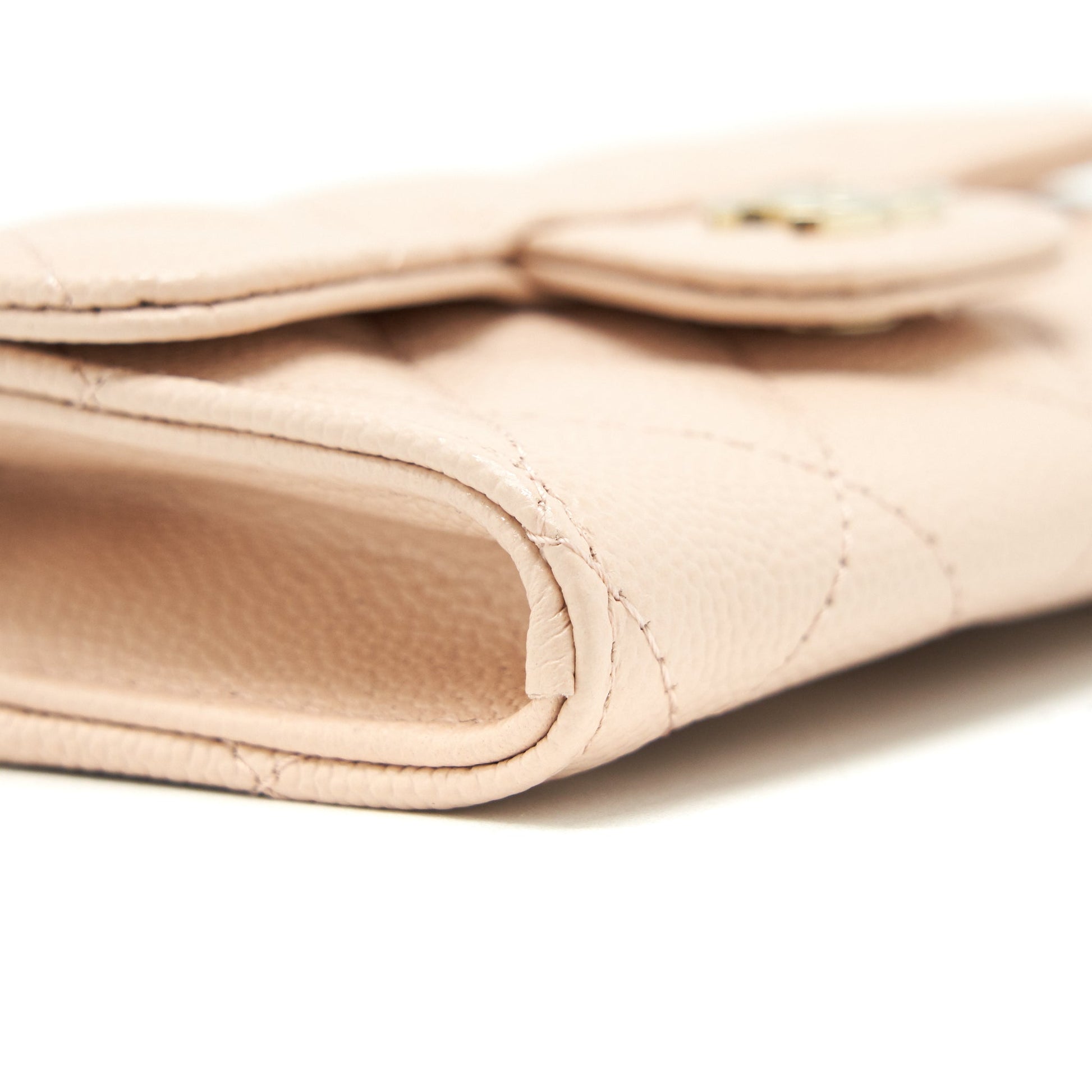 Chanel 22C Flap Cardholder Caviar Light Beige L