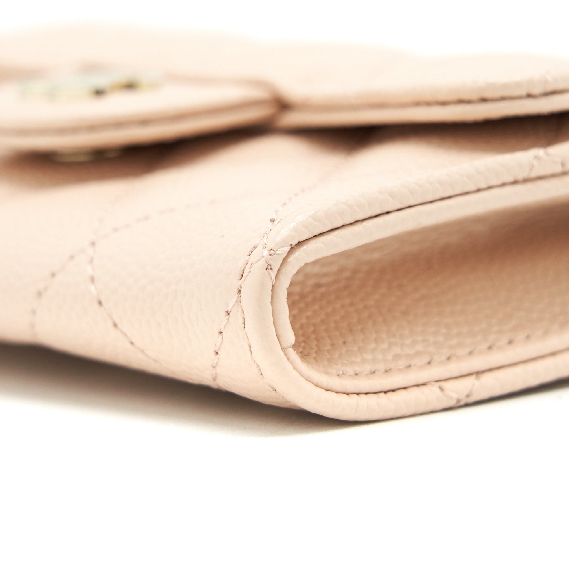 Chanel 22C Flap Cardholder Caviar Light Beige L