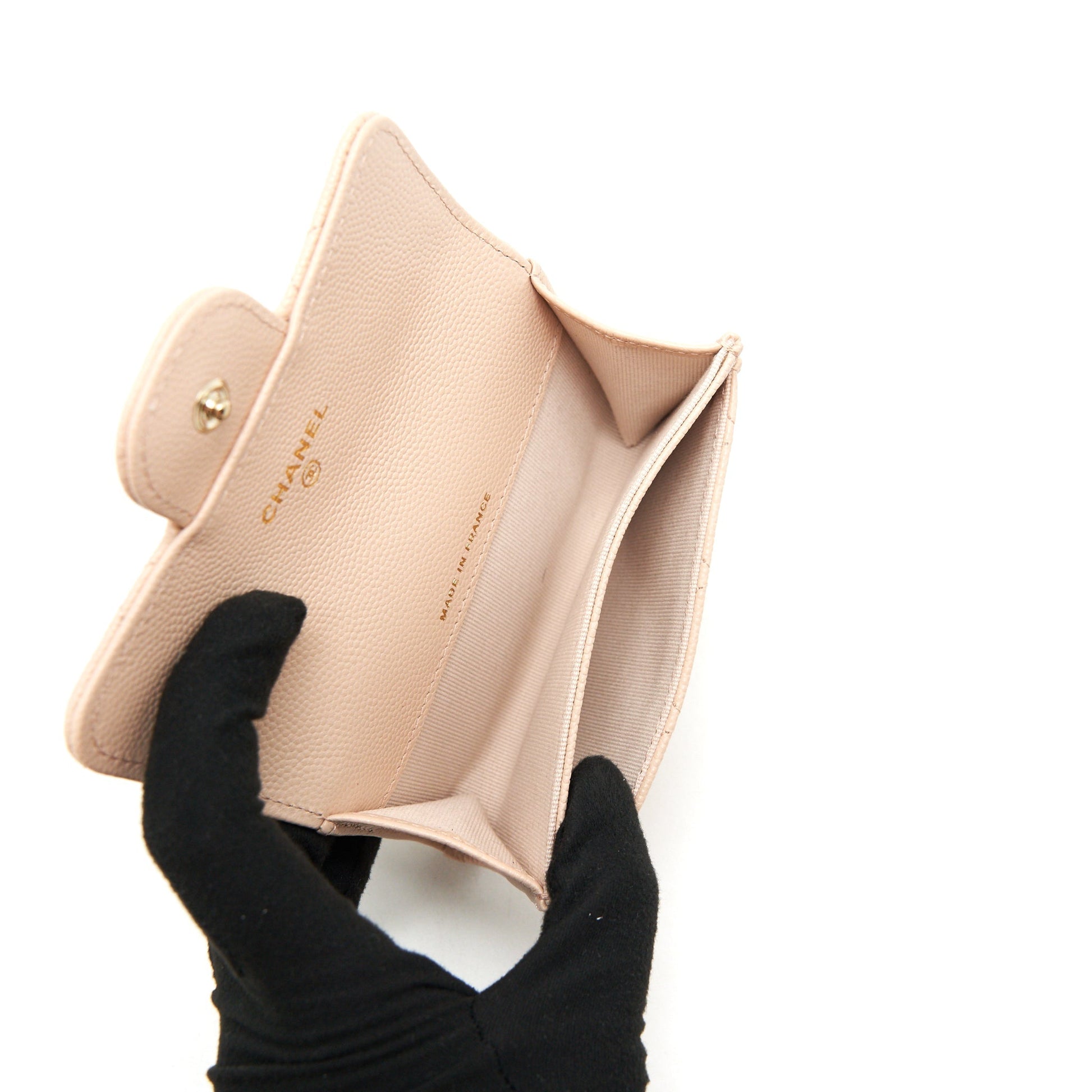 Chanel 22C Flap Cardholder Caviar Light Beige L