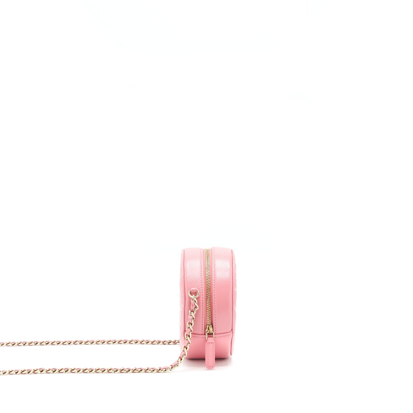 Chanel Camellia Round Clutch With Chain Pink L
