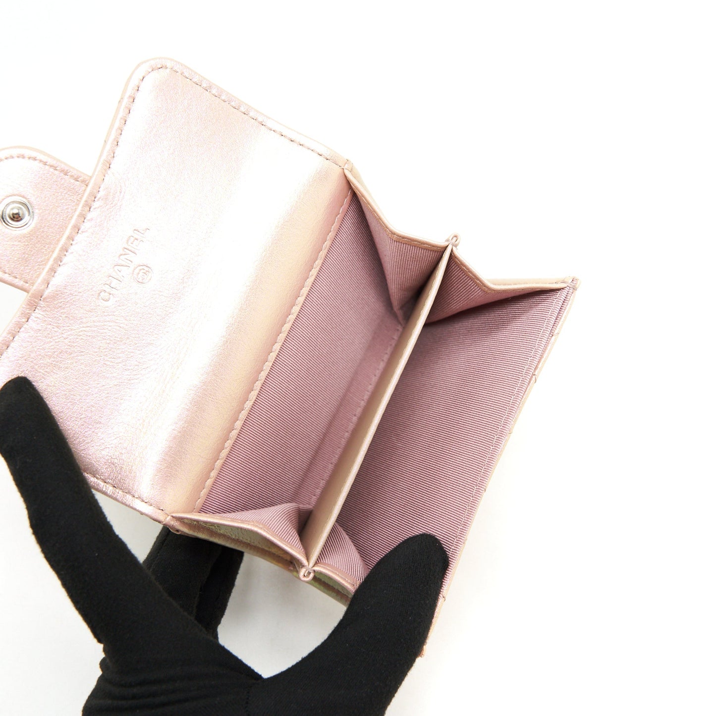 Chanel Iridescent Card Holder Calfskin Pink