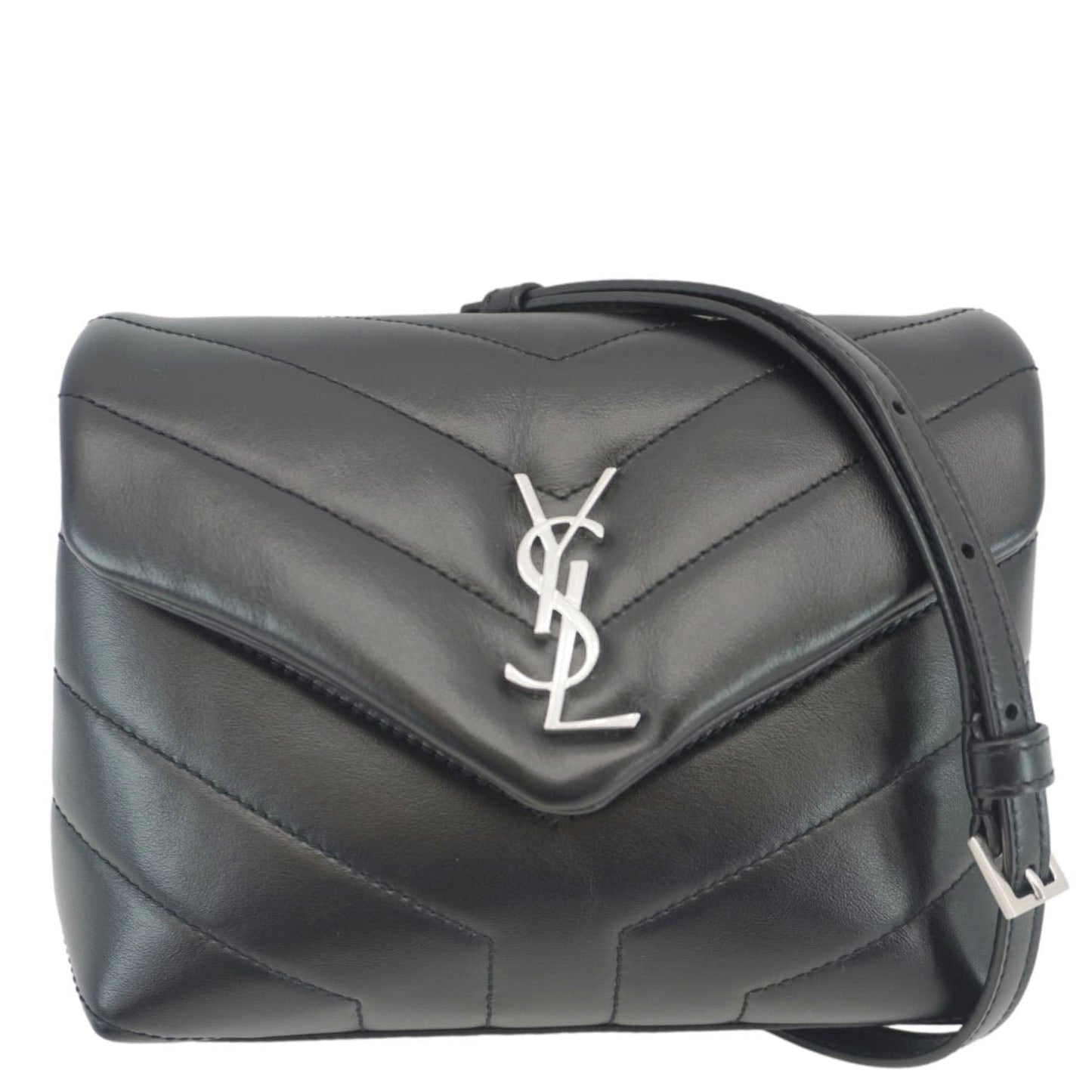 SAINT LAURENT Loulou Toy Matelasse Leather Crossbody Bag Black