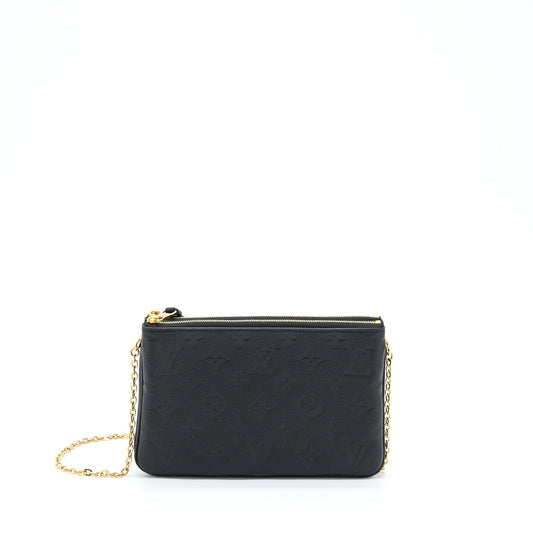 Louis Vuitton Double Zip Pochette Monogram Empreinte Black GHW
