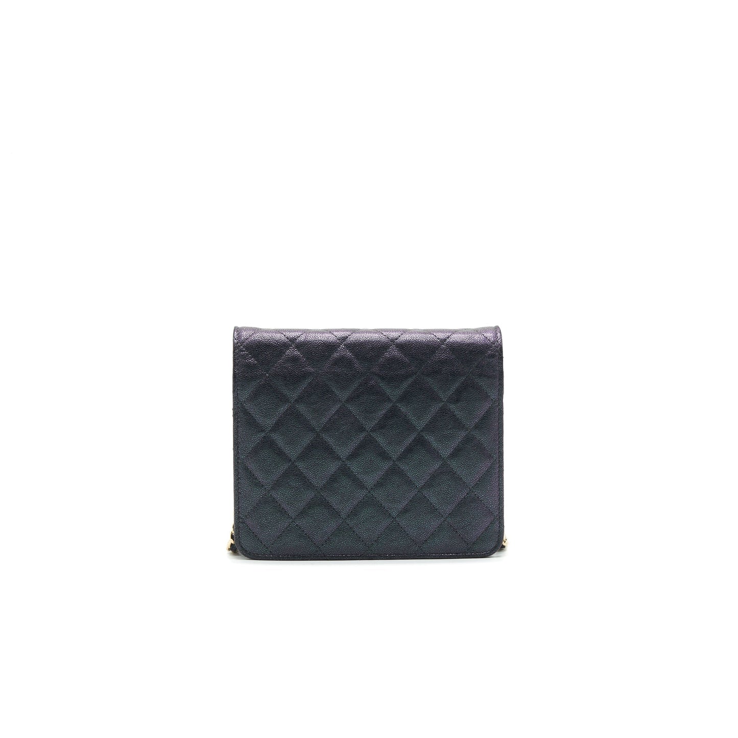 Chanel Classic Square Wallet on Chain Caviar Iridescent Purple LGHW Crossbody