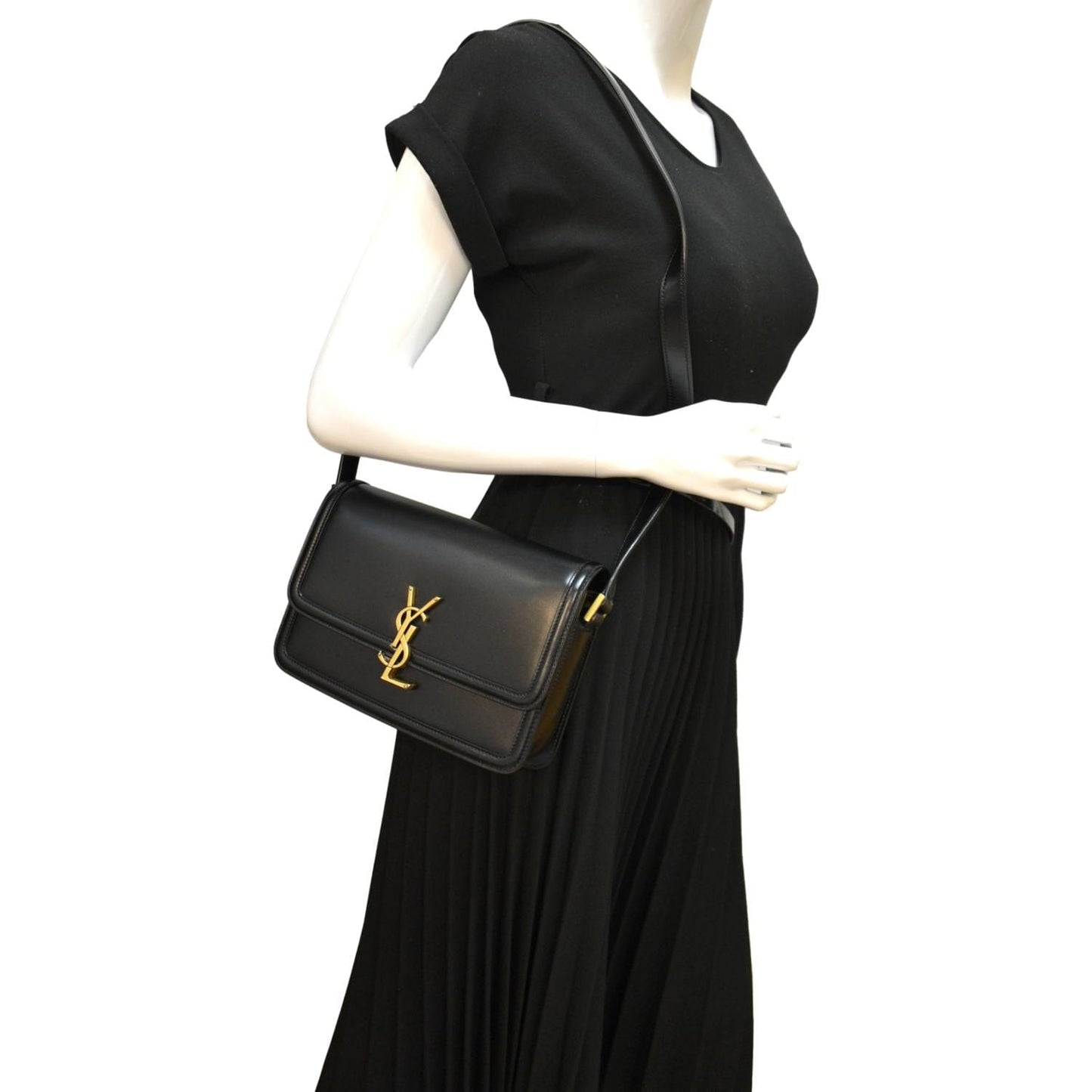 SAINT LAURENT Solferino Medium Leather Shoulder Bag Black