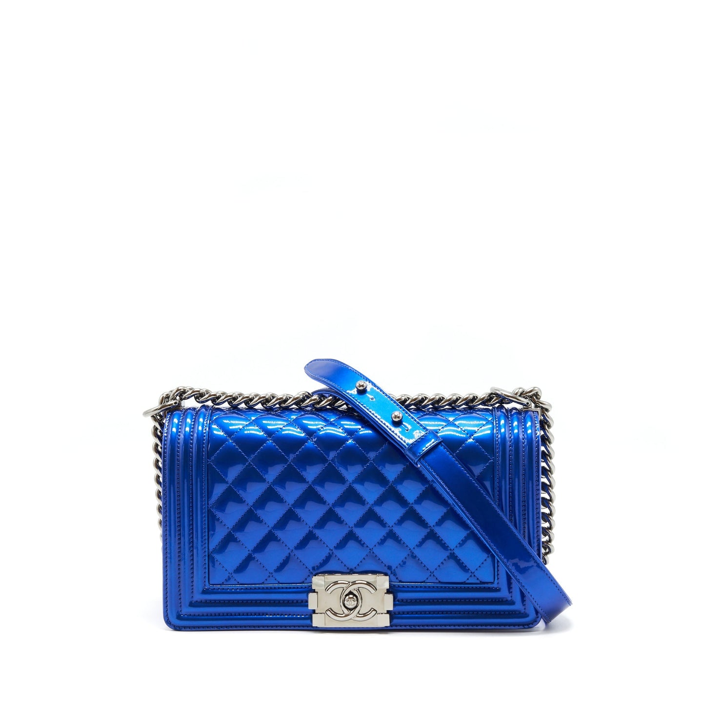 Chanel Medium Le-Boy Patent Electric Blue