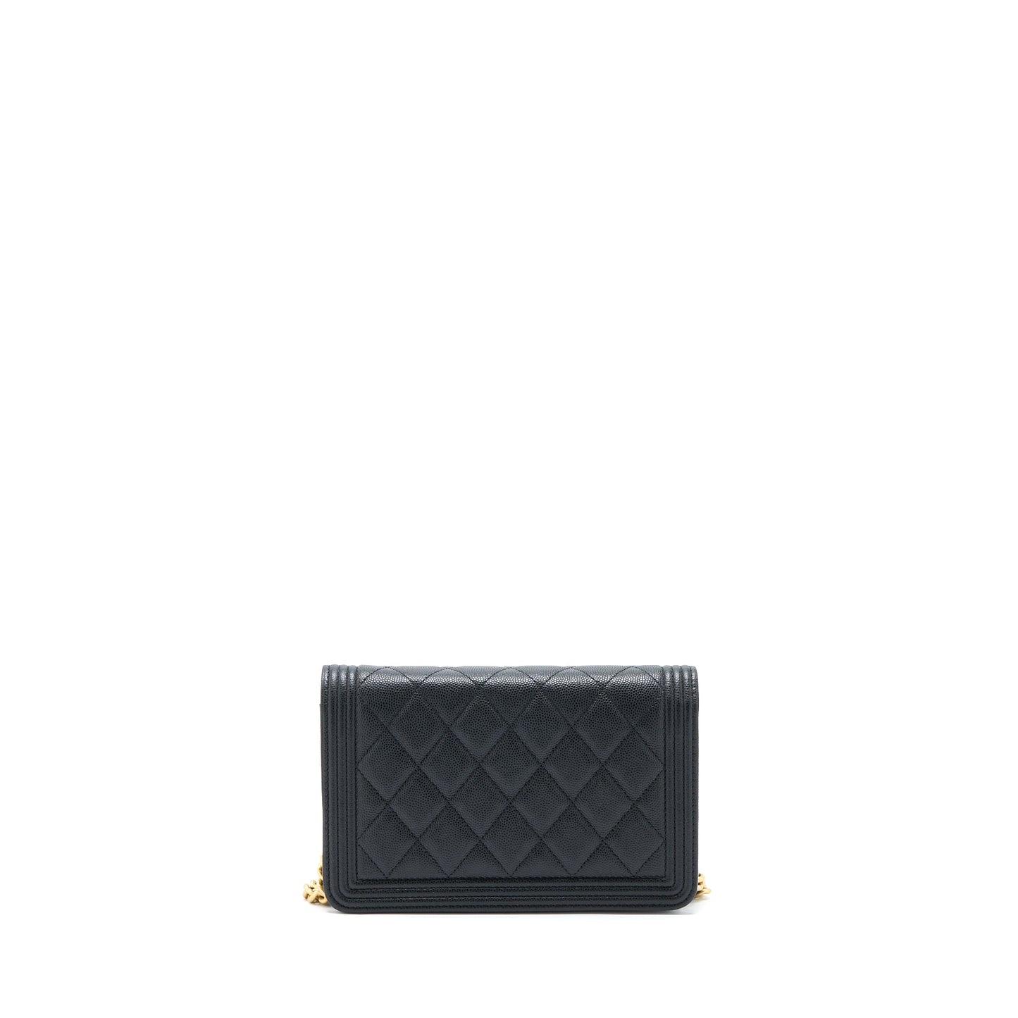 Chanel Boy Wallet on Chain Caviar Black GHW Microchip