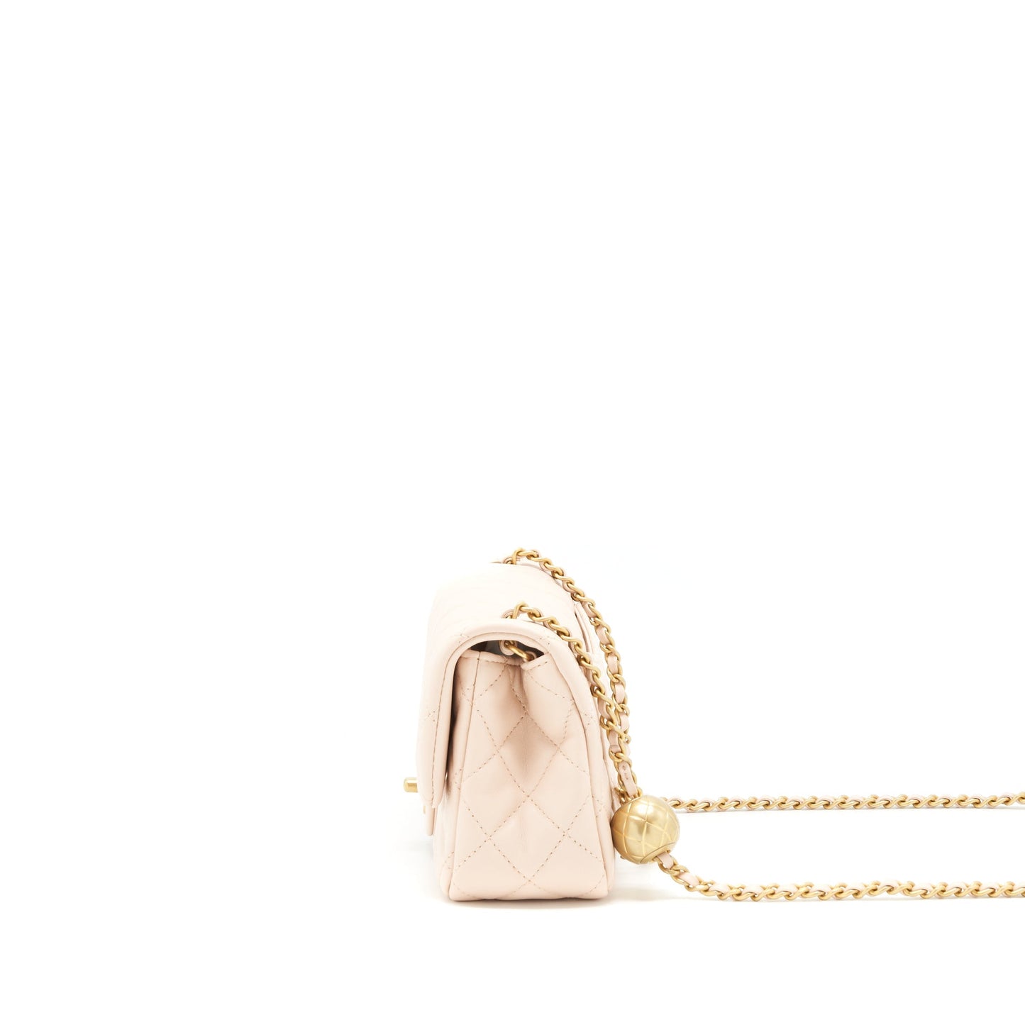 Chanel 22C Pearl Crush Mini Rectangular Flap Bag Lambskin Light Berge