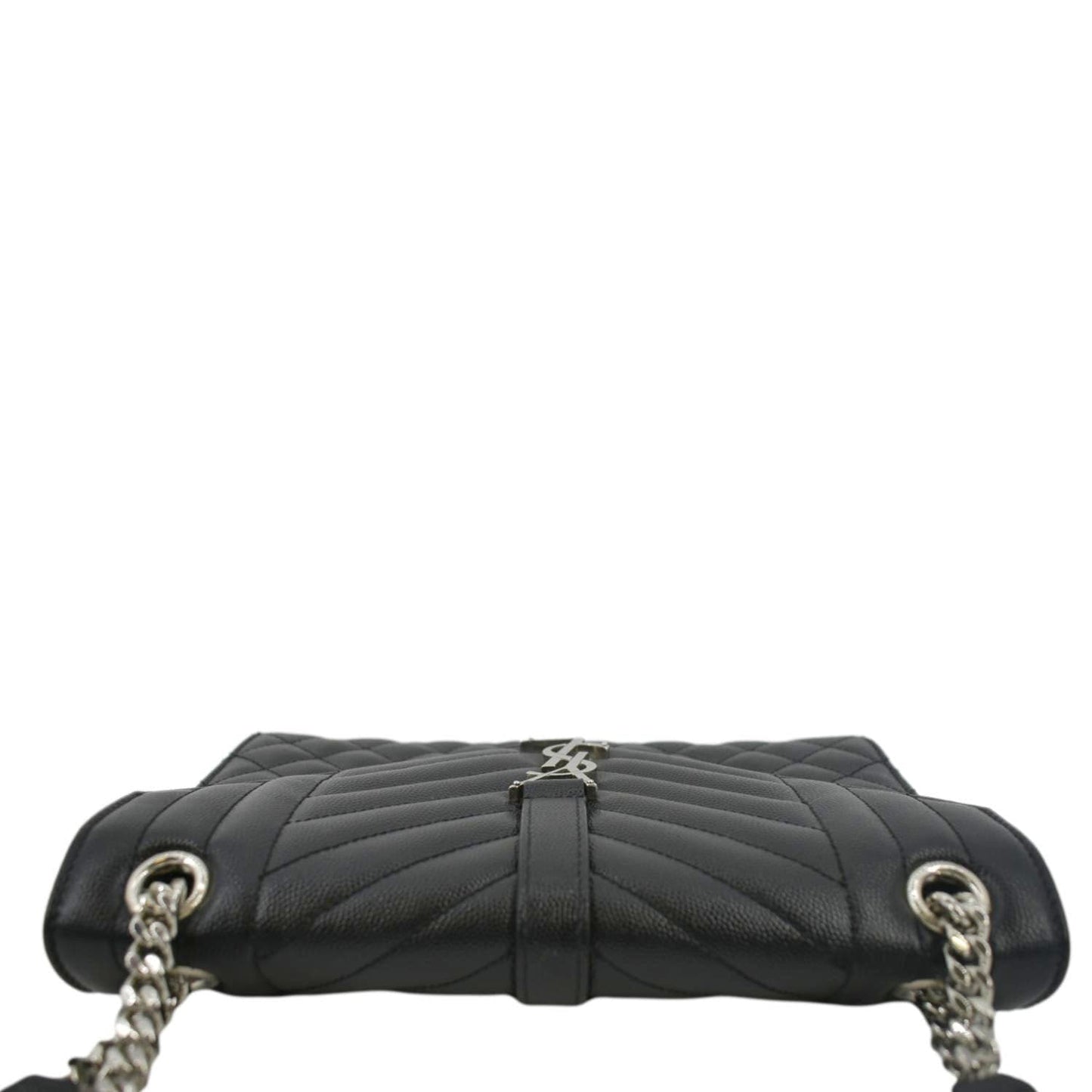 SAINT LAURENT Envelope Medium MatelassÃÂ© Leather Crossbody Chain Bag Black