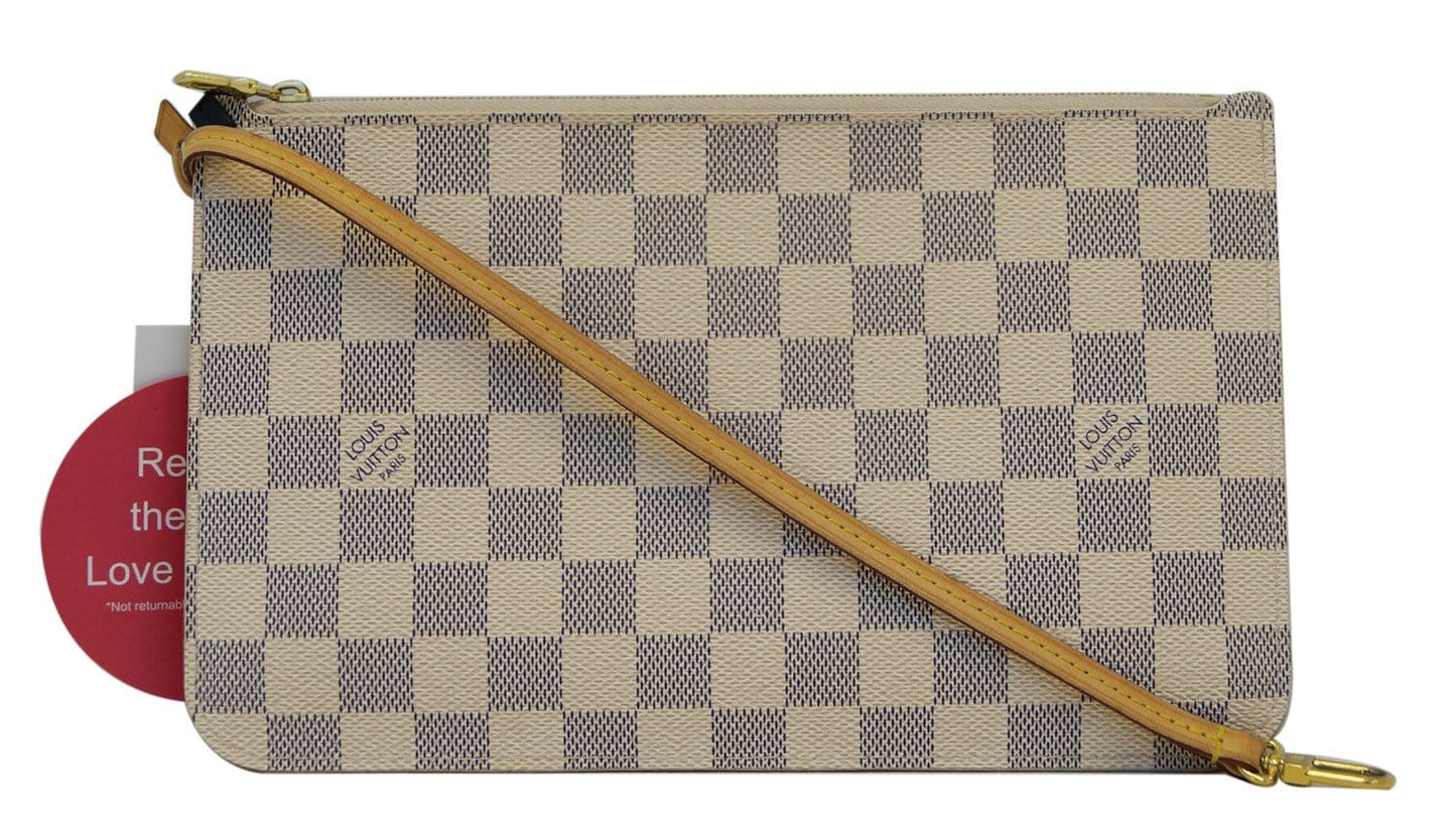 LOUIS VUITTON Damier Azur Neverfull MM Pochette Wristlet Clutch