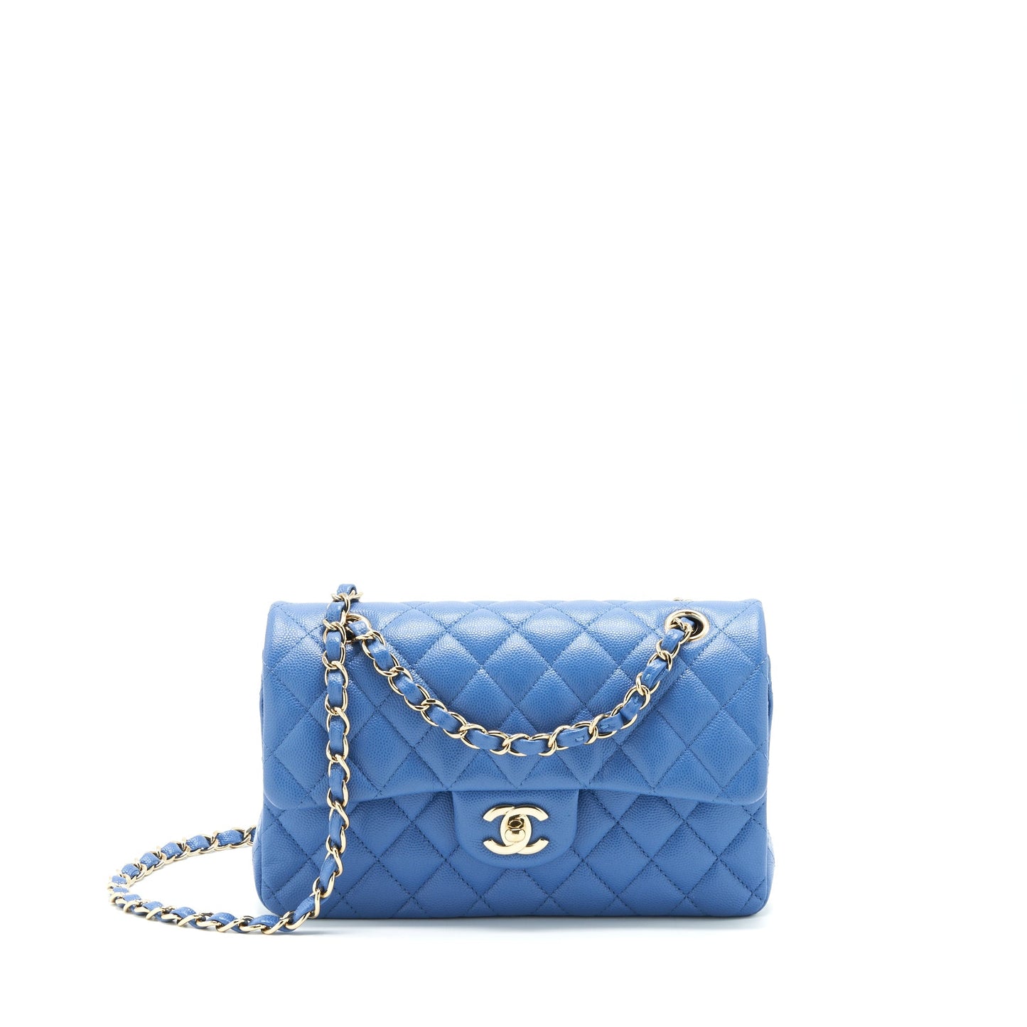 Chanel Small Classic double Flap Caviar Blue L