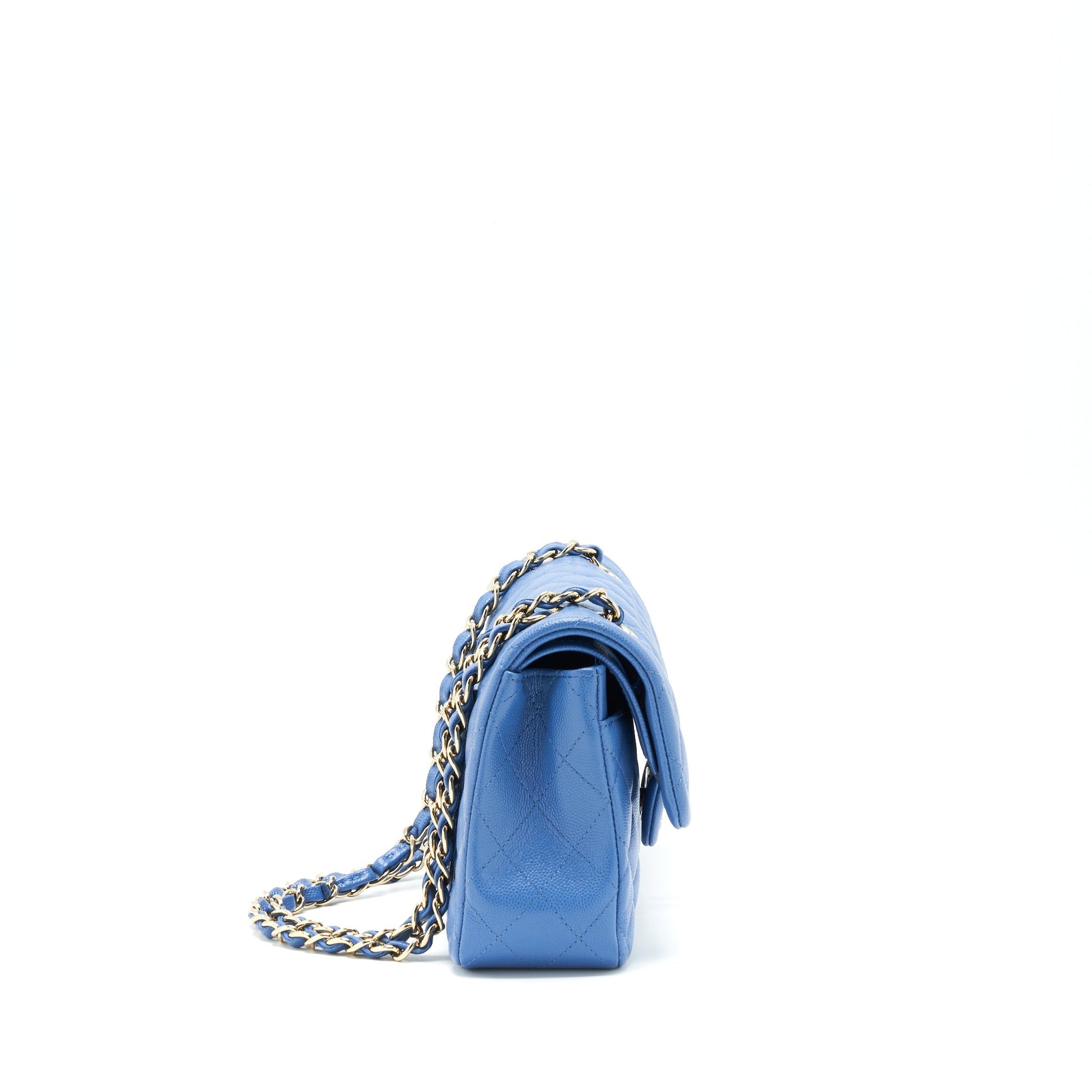 Chanel Small Classic double Flap Caviar Blue L