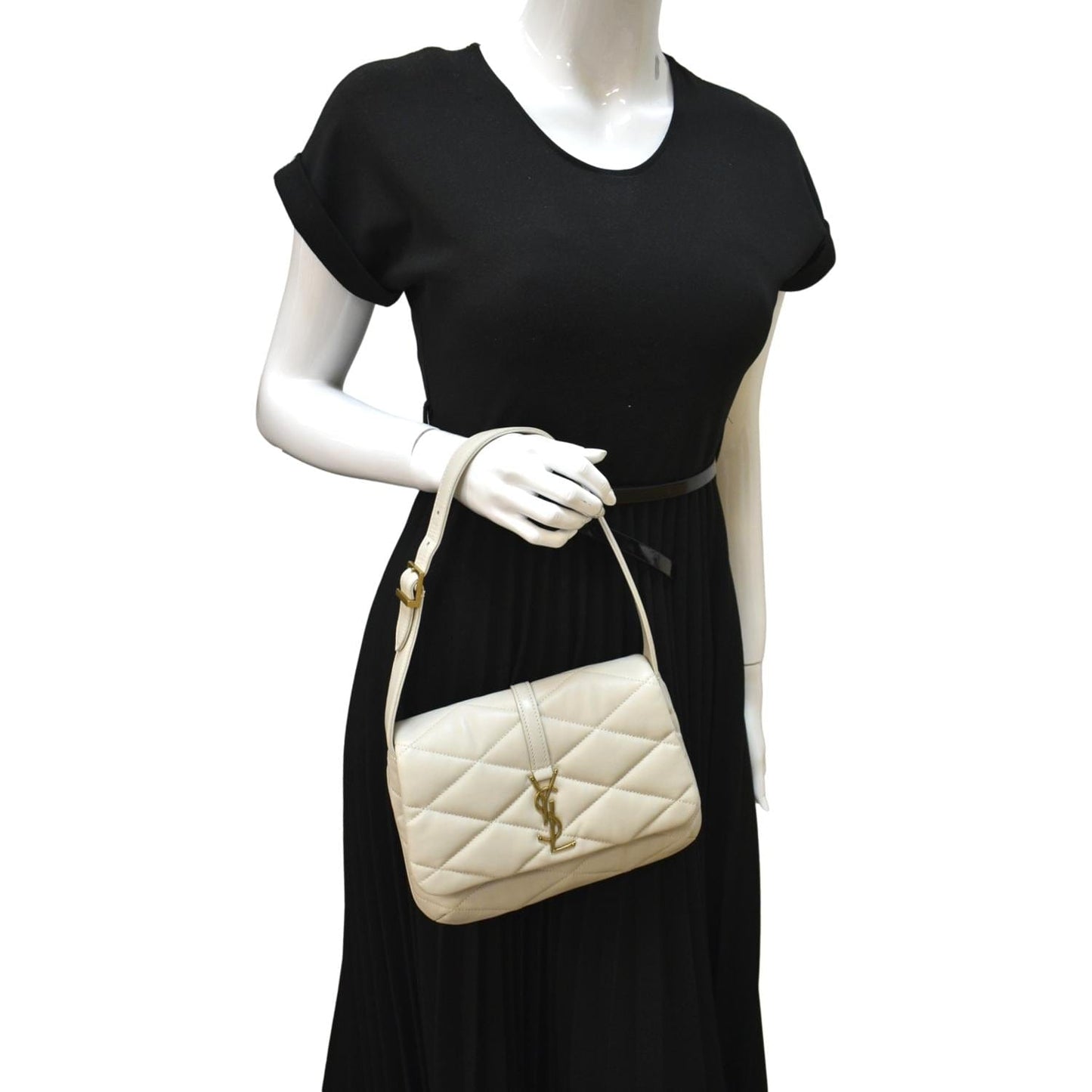 SAINT LAURENT LE 57 Quilted Lambskin Leather Hobo Bag Antique