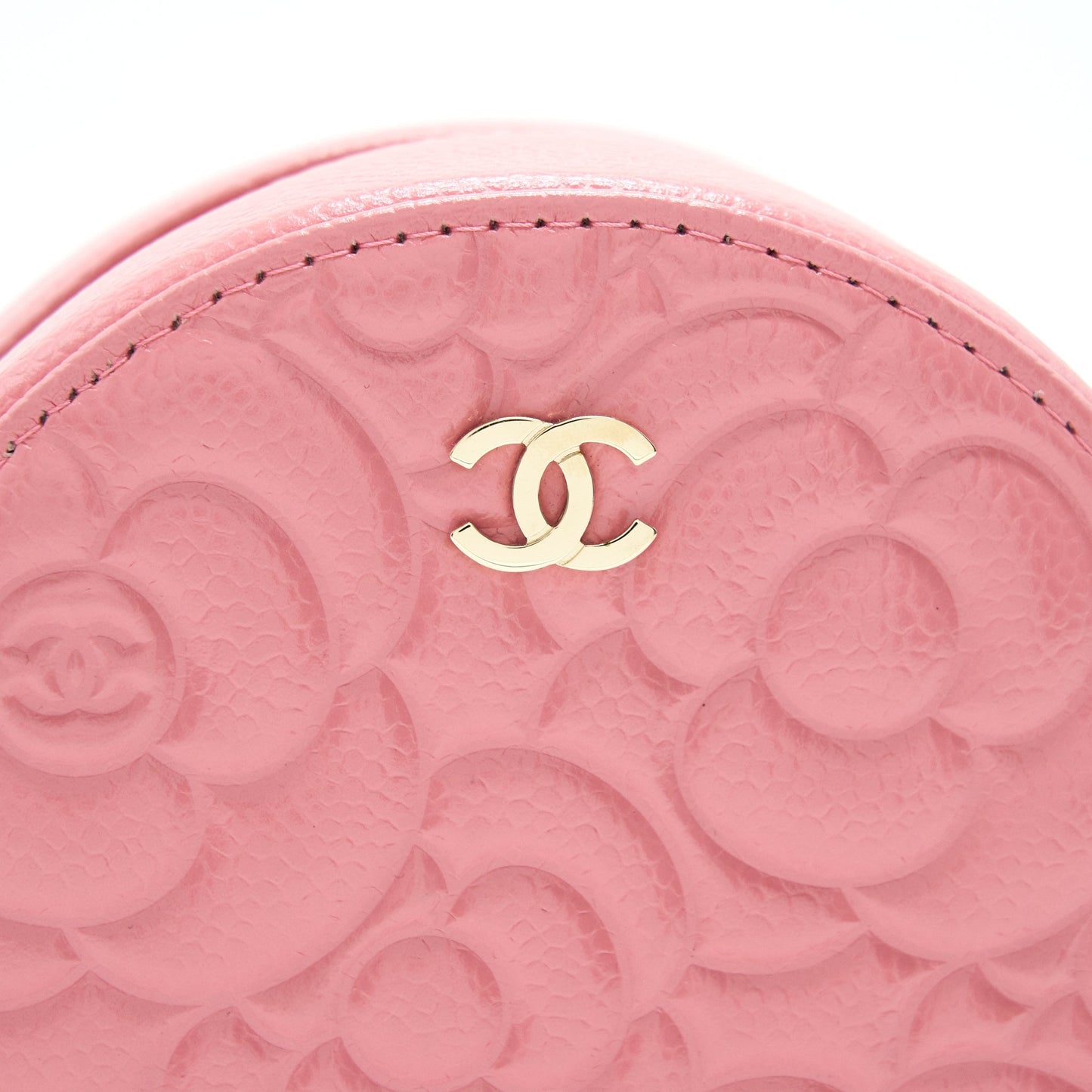 Chanel Camellia Round Clutch With Chain Pink L